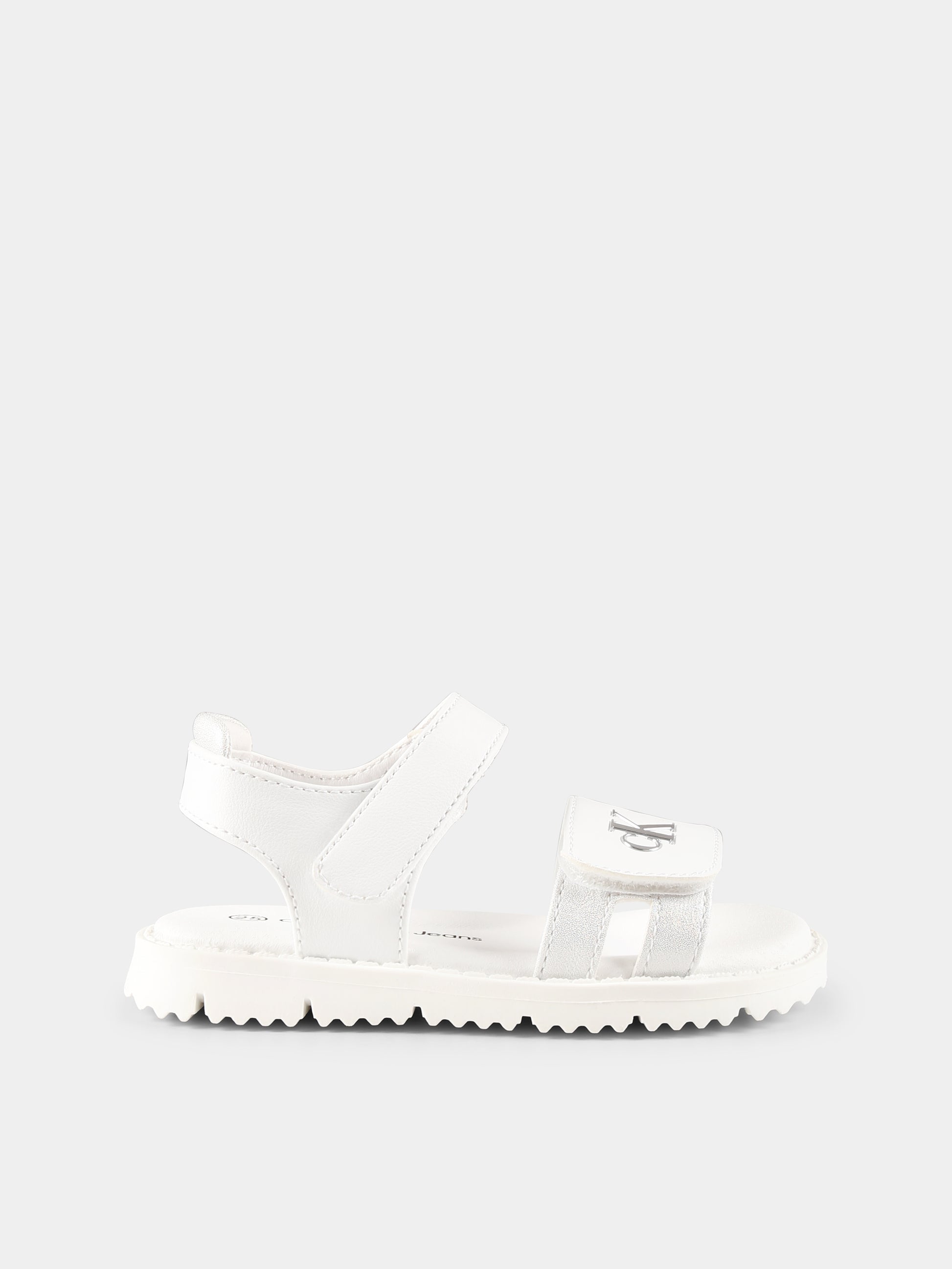 Sandali bianchi per bambina con logo,Calvin Klein Kids,V1A2 82039 1013X025
