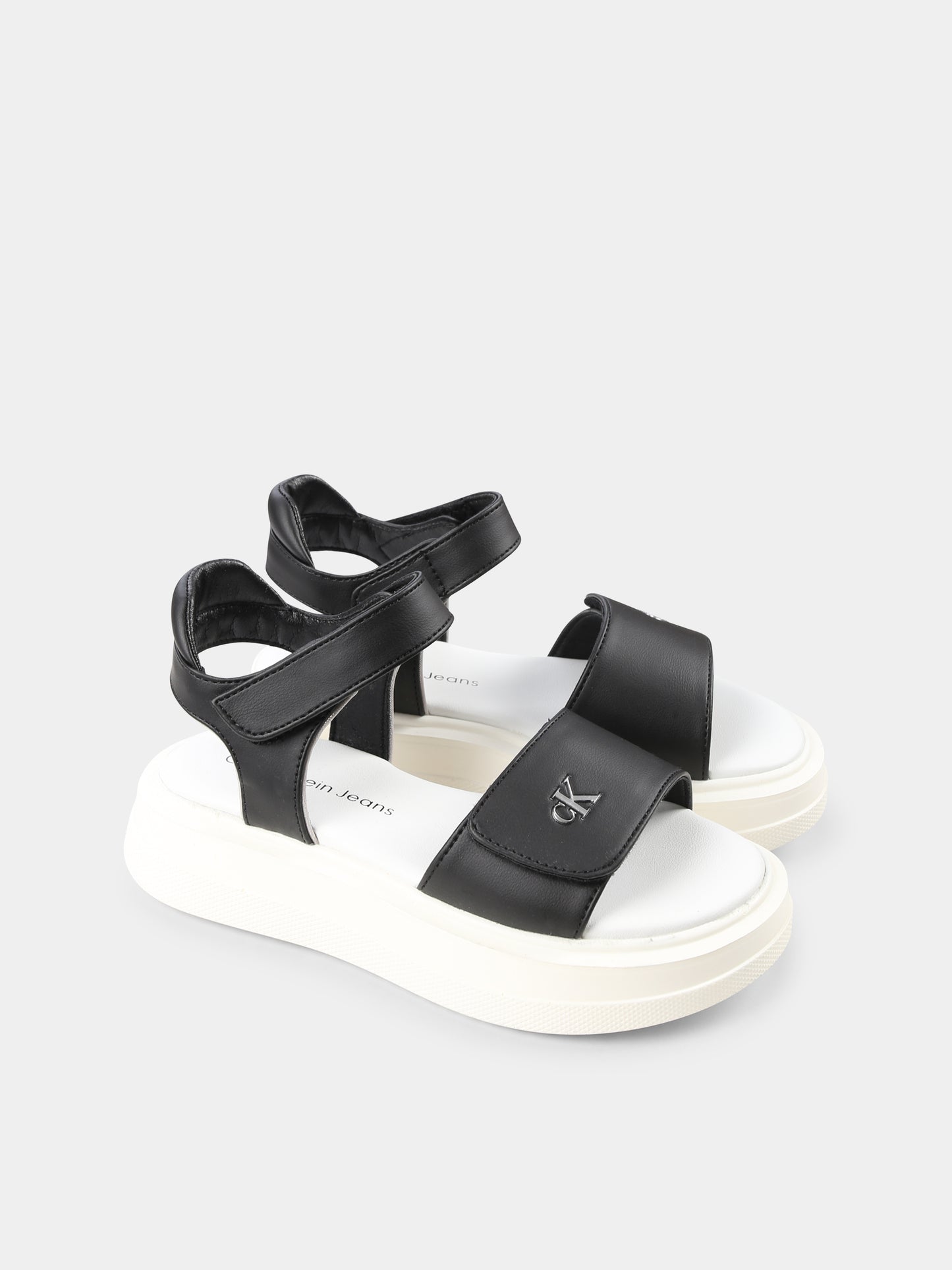 Sandali neri per bambina con logo,Calvin Klein Kids,V3A2 82047 1013X323