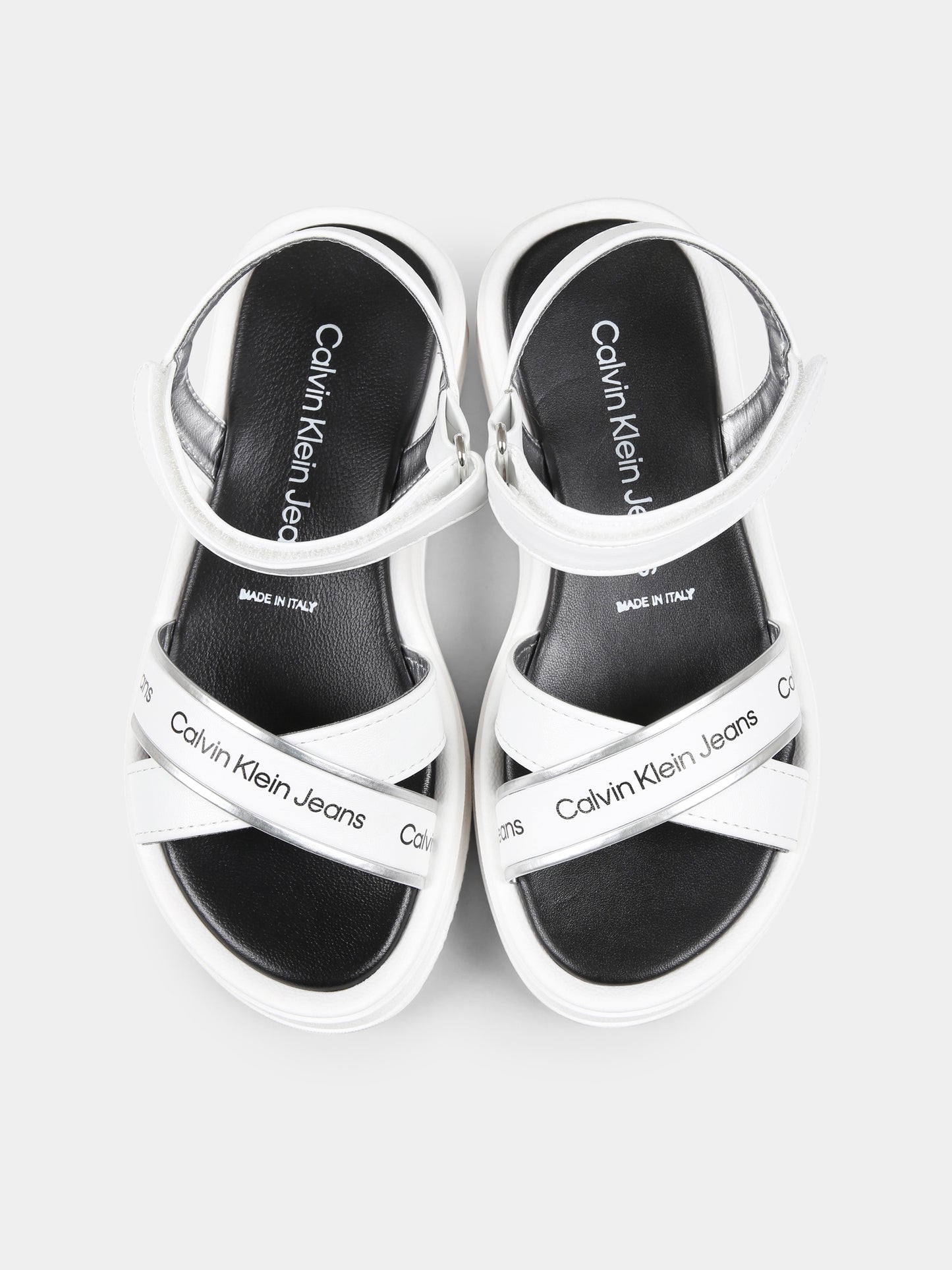 Sandali bianchi per bambina con logo,Calvin Klein Kids,V4A2 82054 0371X025