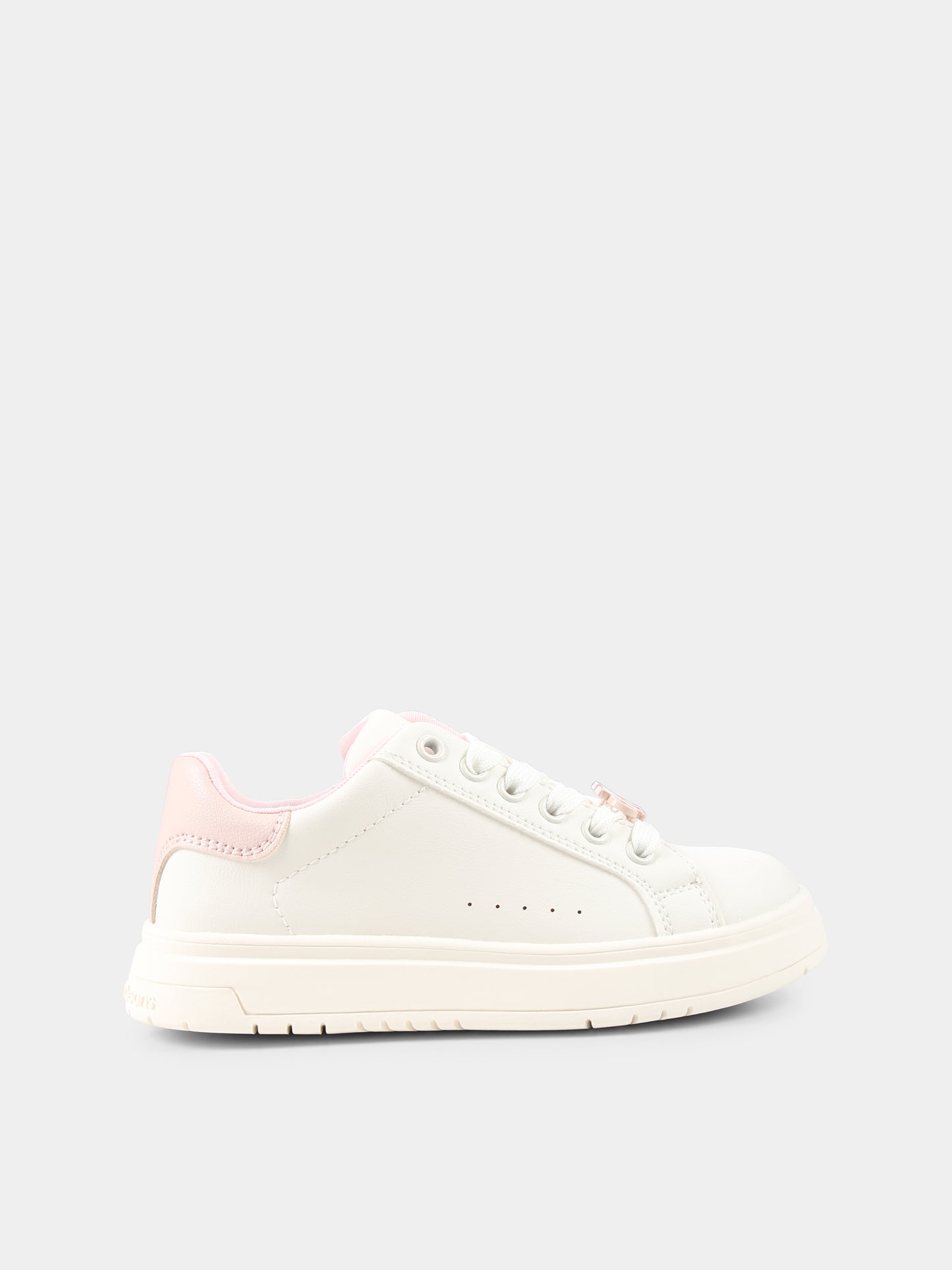 Sneakers avorio per bambina con logo,Calvin Klein Kids,V3A9 82015 1355A704