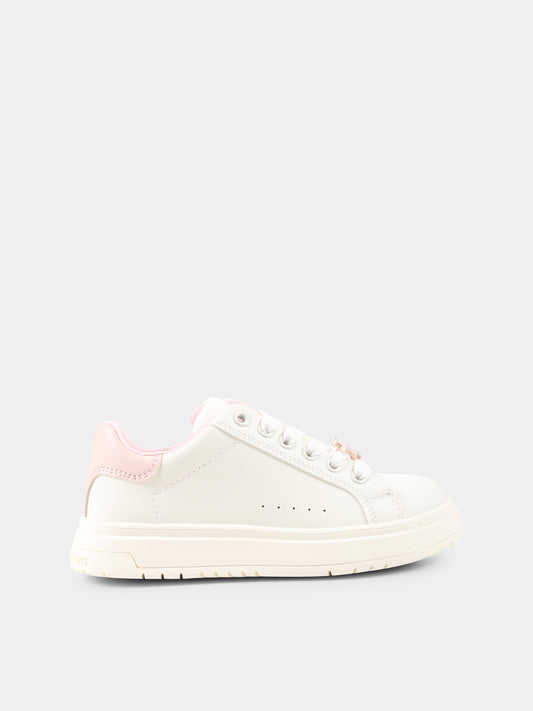 Sneakers avorio per bambina con logo,Calvin Klein Kids,V3A9 82015 1355A704
