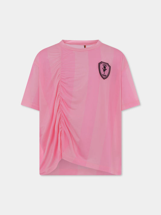 T-shirt rosa per bambina con patch,Caroline Bosmans,SS25 1019 105 0032