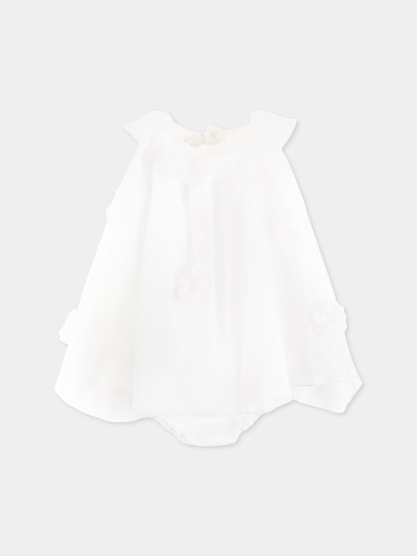 Ivory dress for baby girl with flowers