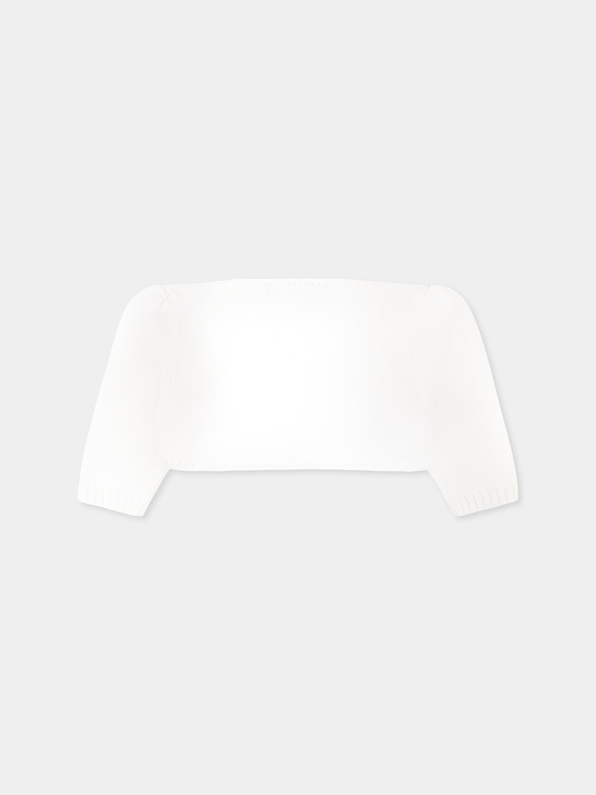 Cardigan avorio per neonata con fiori,La Stupenderia,SJSS84802