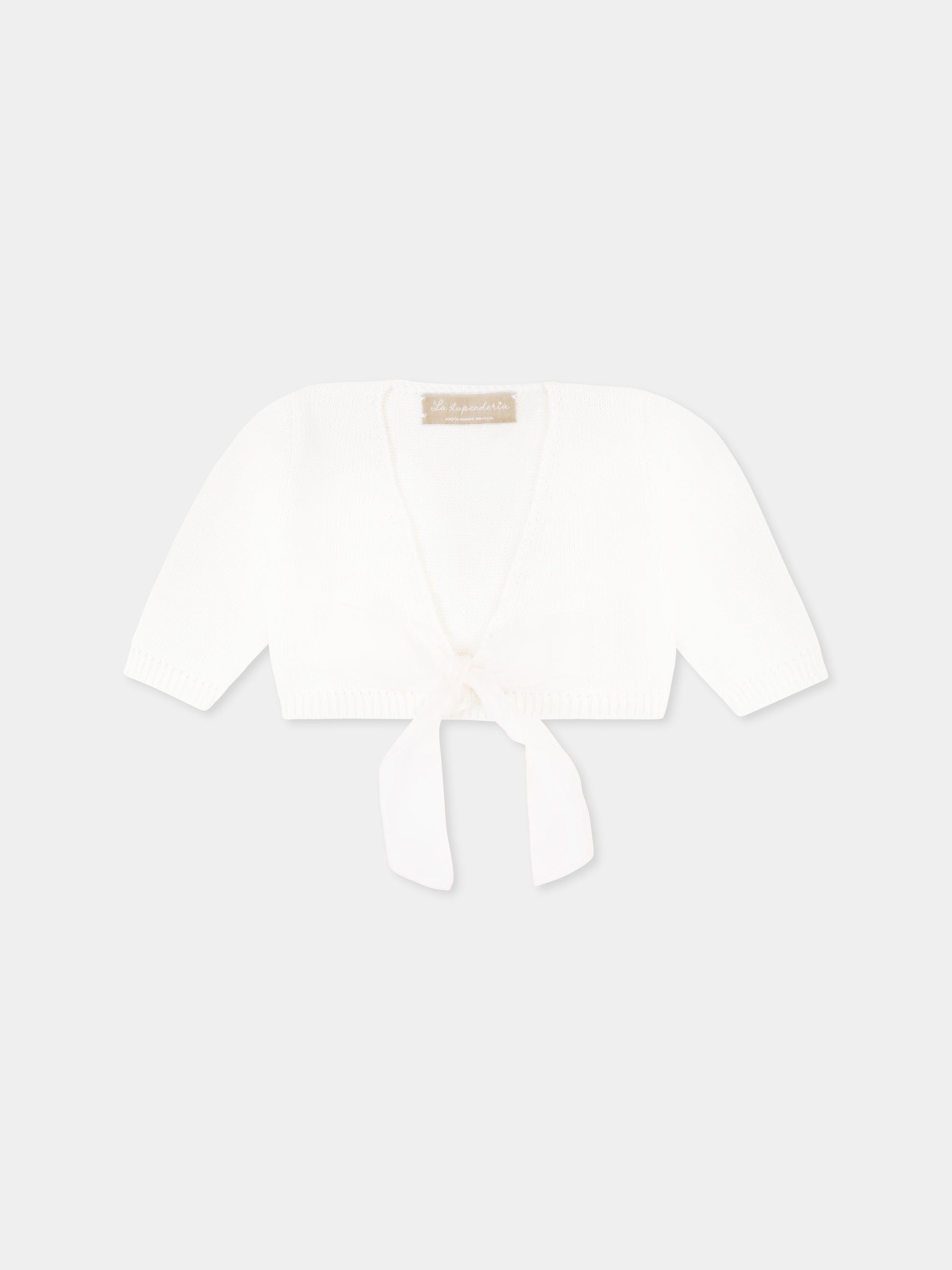 Cardigan avorio per neonata con fiocco,La Stupenderia,SCSC52802 O23