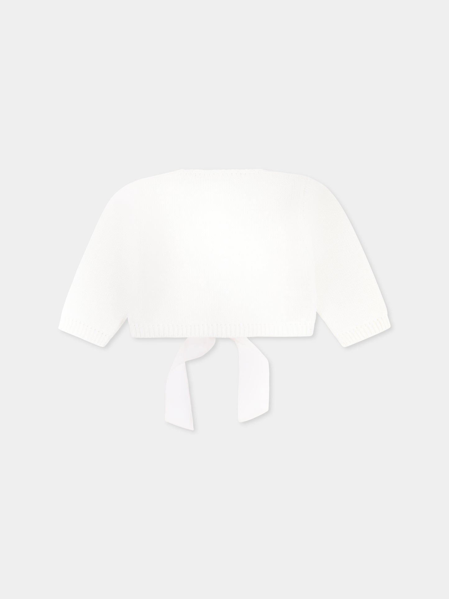 Cardigan avorio per neonata con fiocco,La Stupenderia,SCSC52802 O23