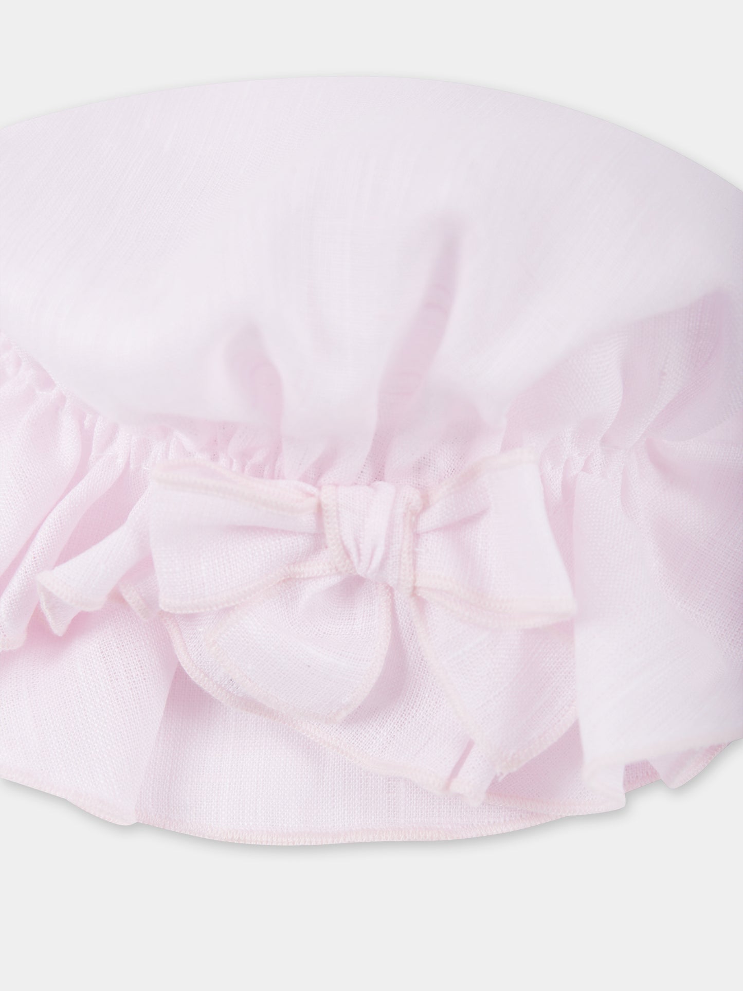 Cappello rosa per neonata con fiocco