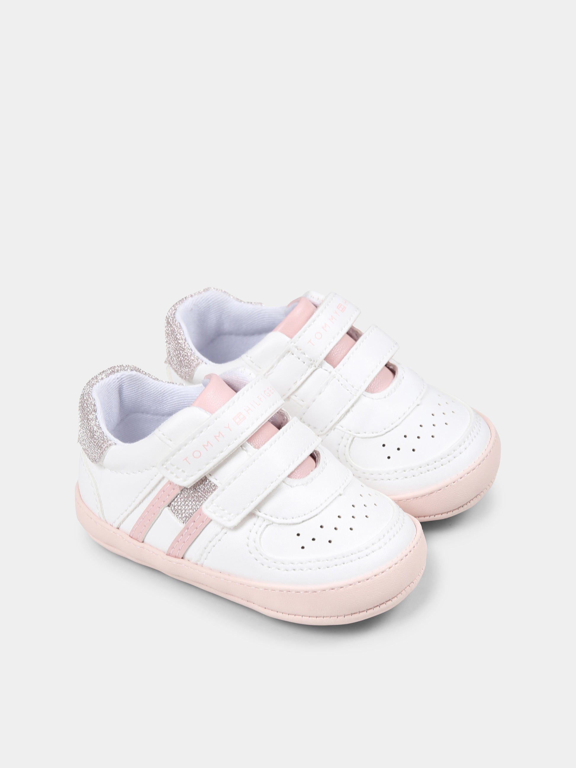 Sneakers bianche per neonata con logo,Tommy Hilfiger Junior,T0A9 33721 1528X134