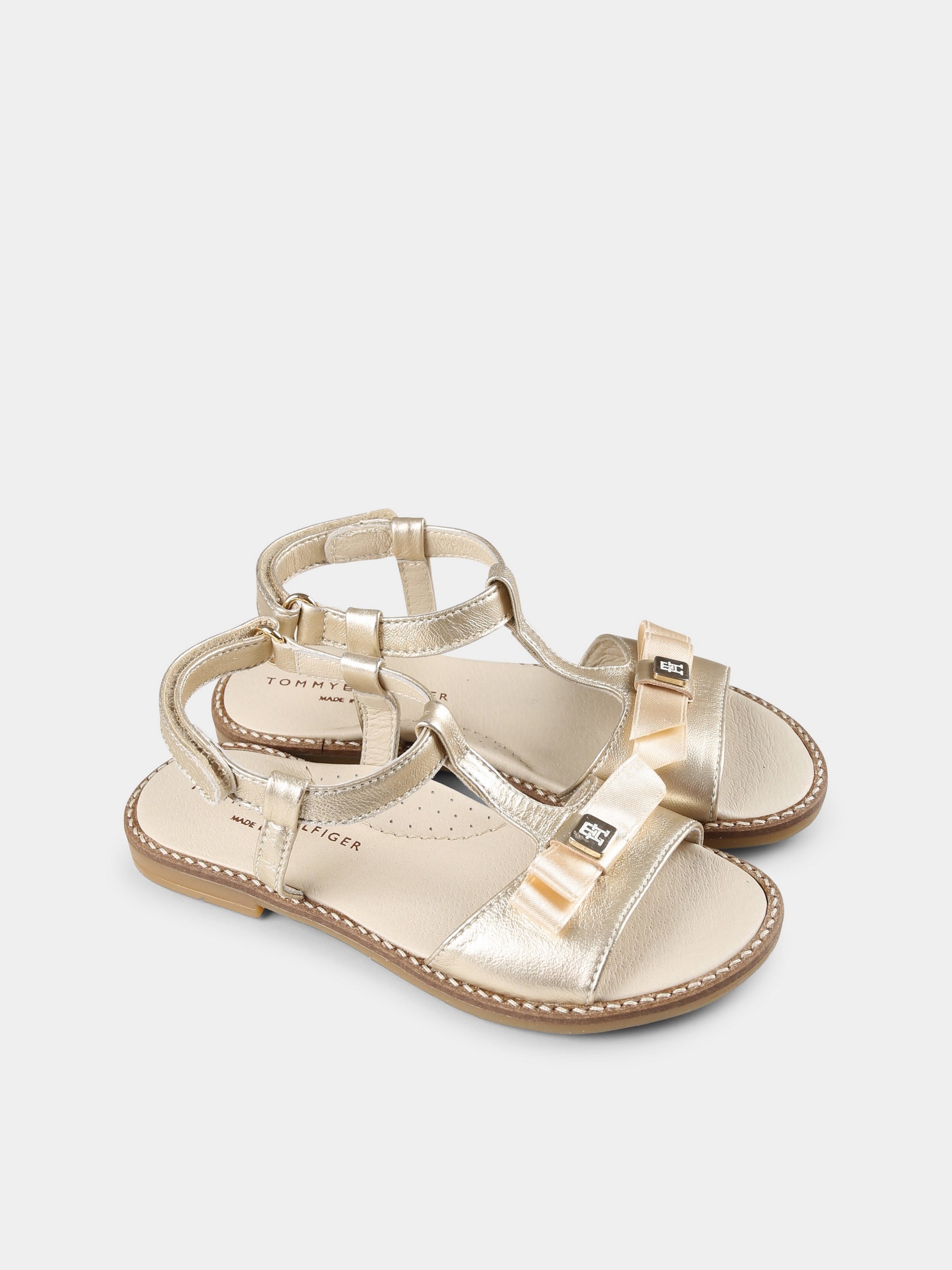 Sandali oro per bambina con fiocco,Tommy Hilfiger Junior,T1A2 33940 0220514