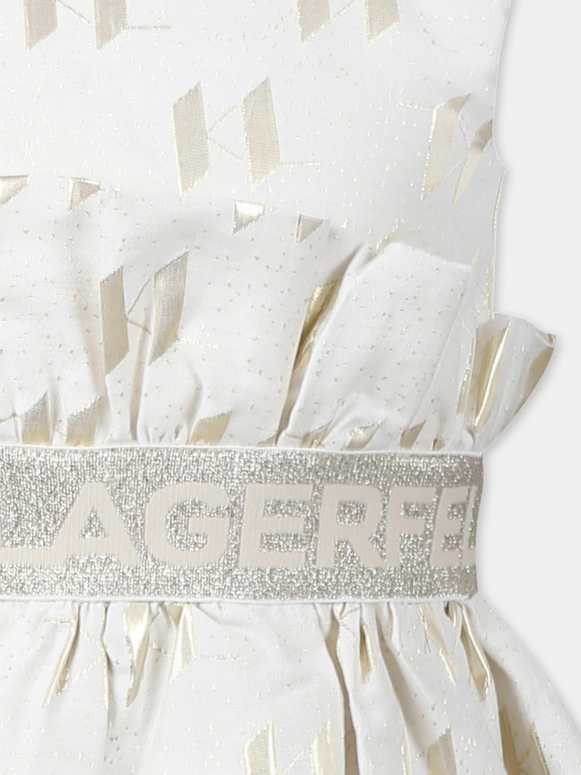 Vestito avorio per bambina con logo all over,Karl Lagerfeld Kids,Z30465 N81