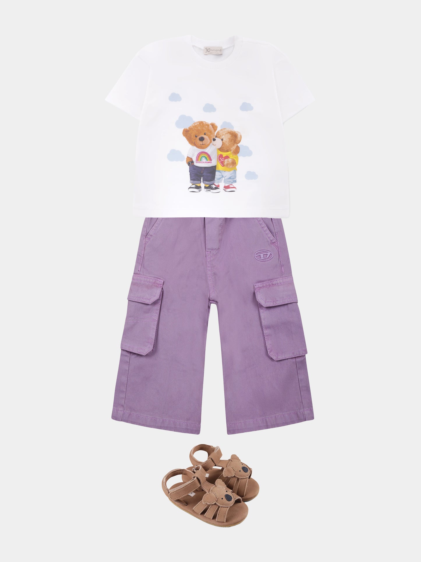Purple trousers for baby girl with logo