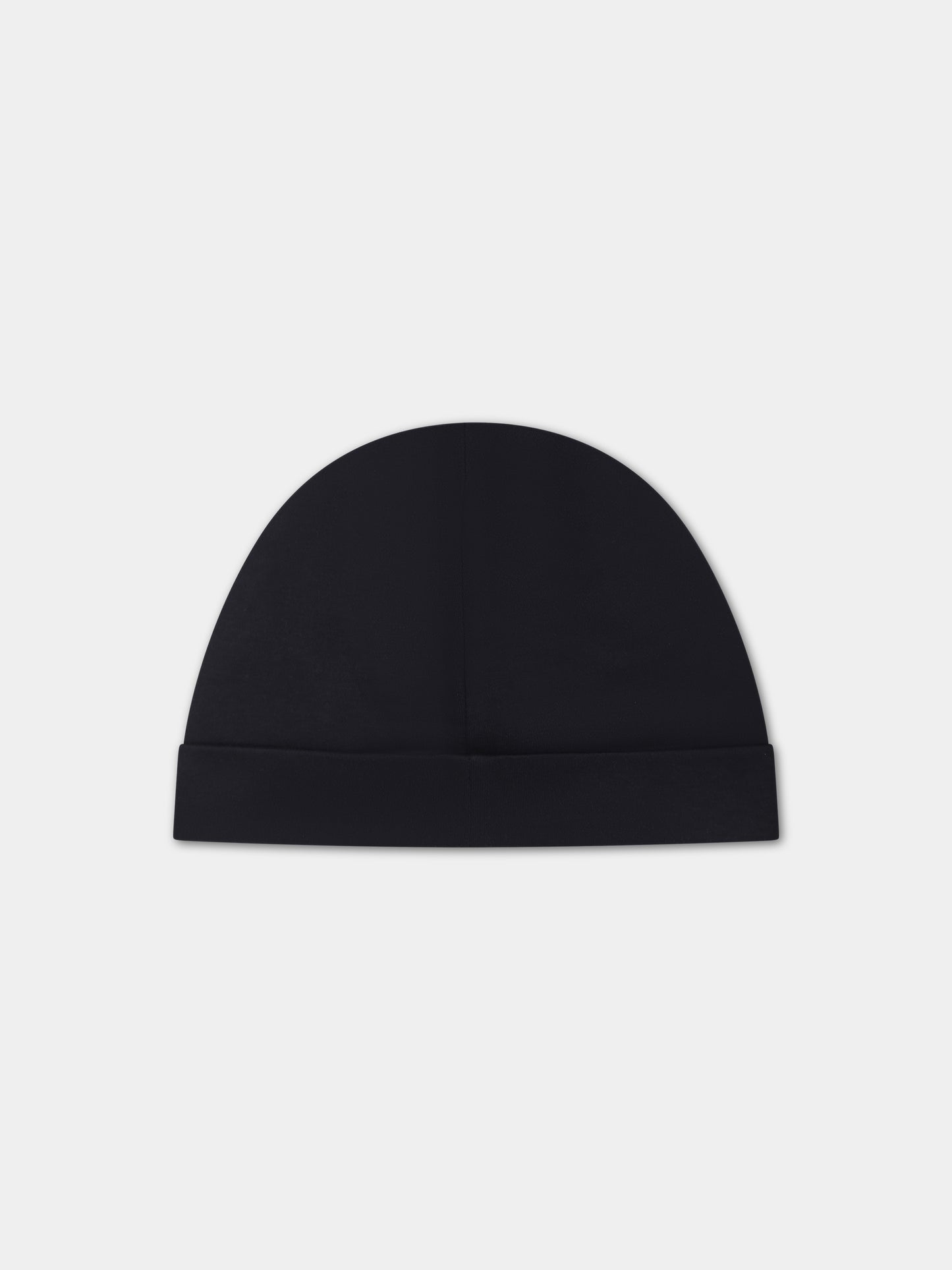 Black beanie for babies with logo