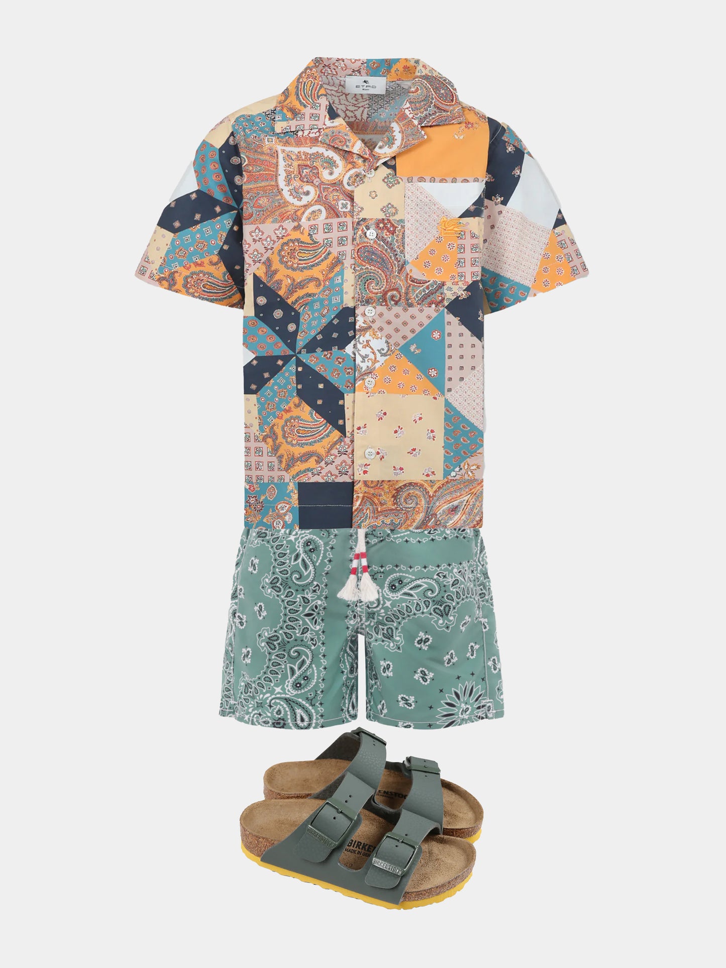 Multicolor shirt for boy with paisley print
