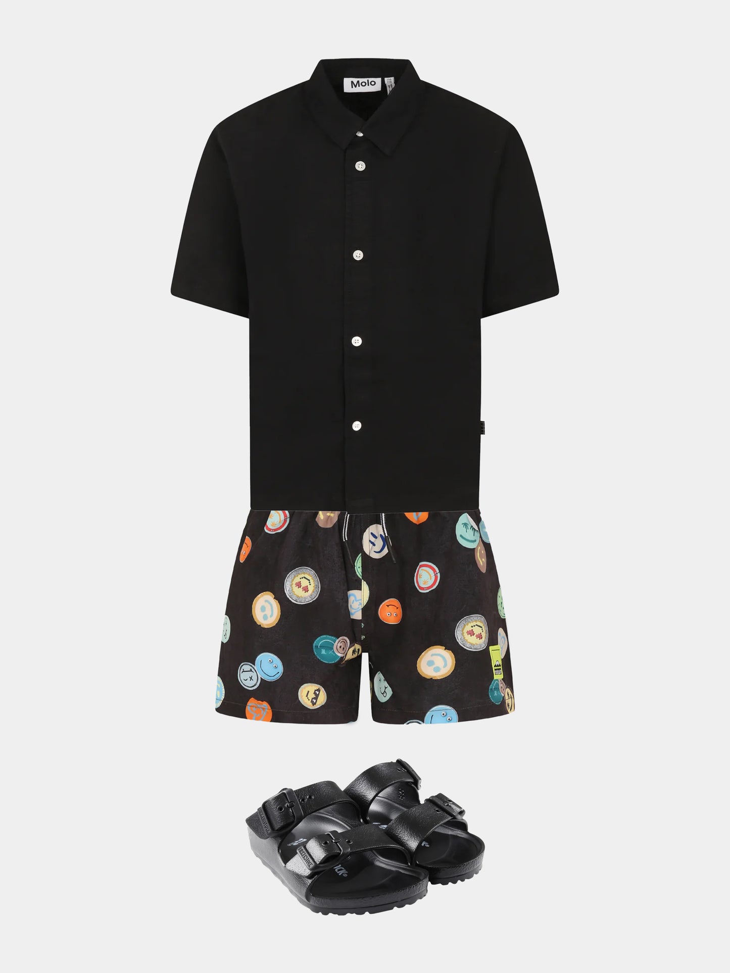 Black shirt for boy with logo patch