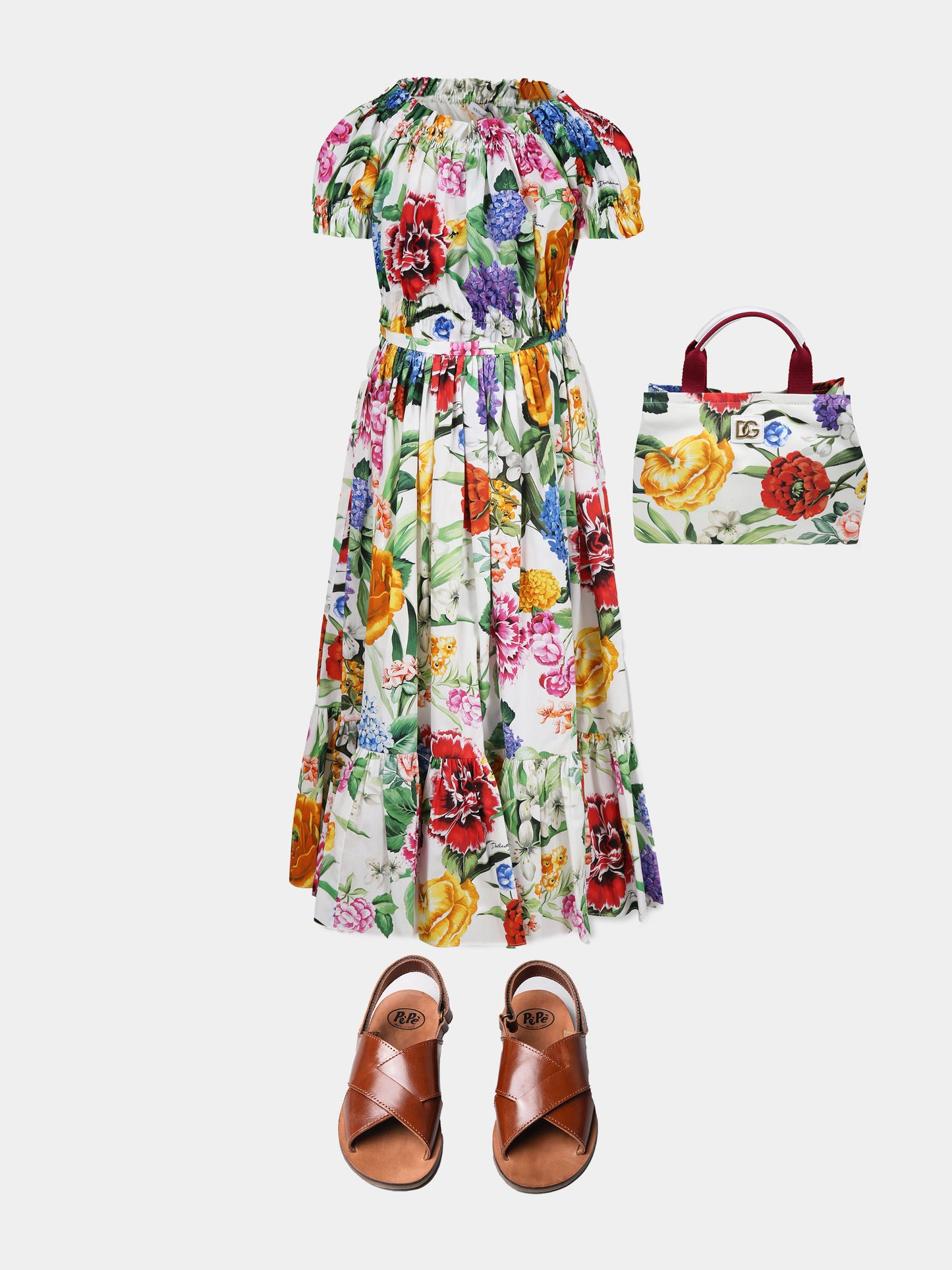 Multicolor top for baby girl with floral print