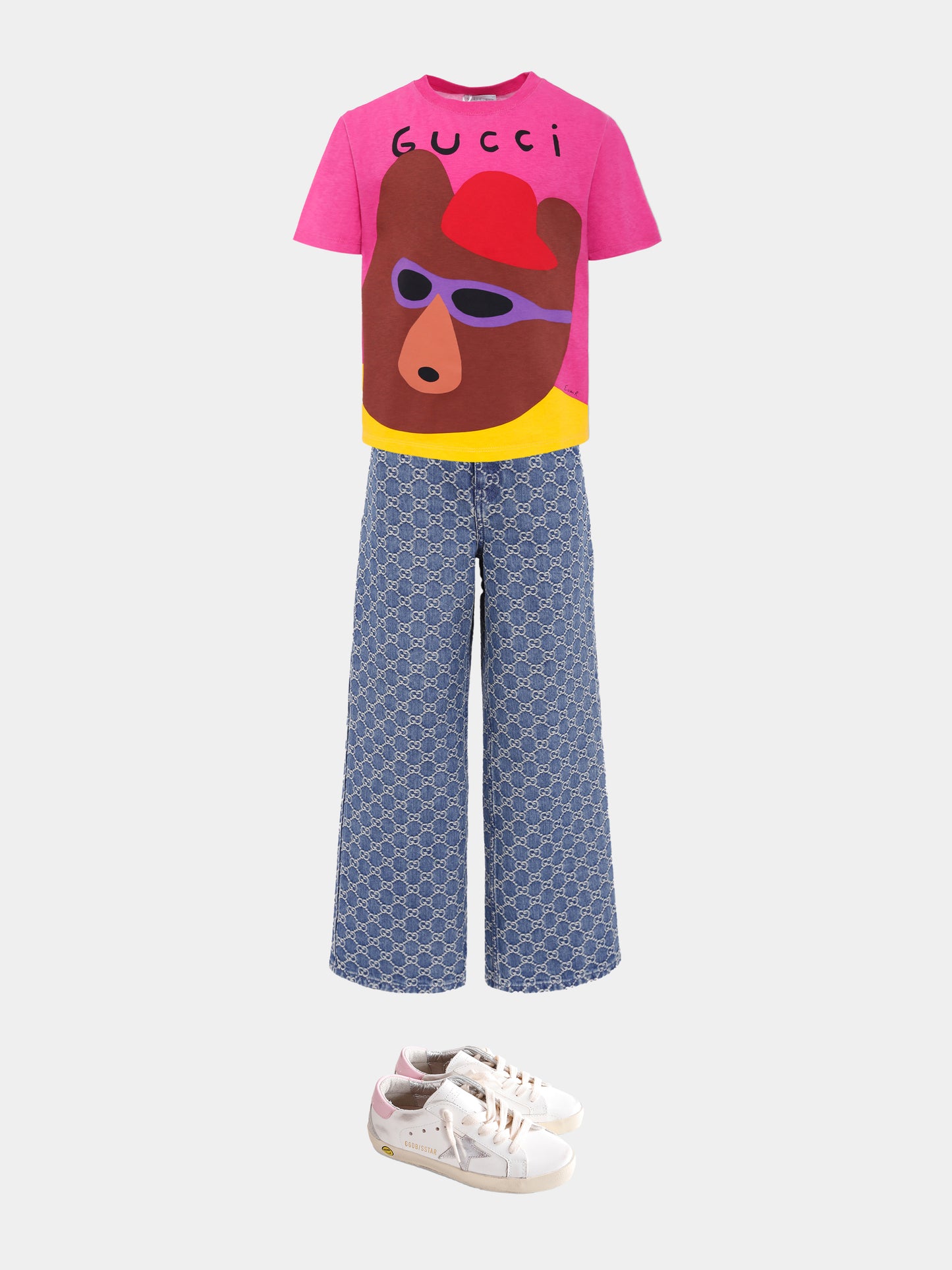 Denim jeans for girl with GG motif