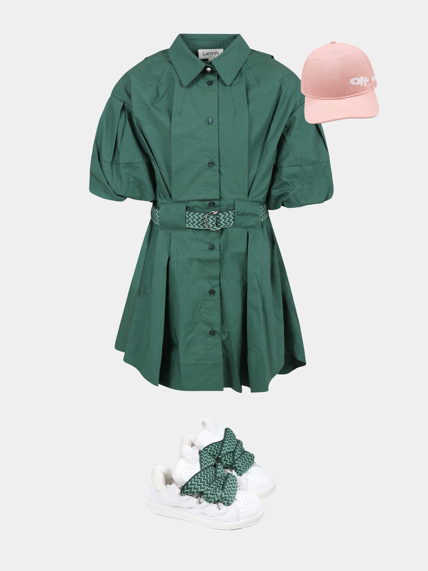 Green dress for girl with logo