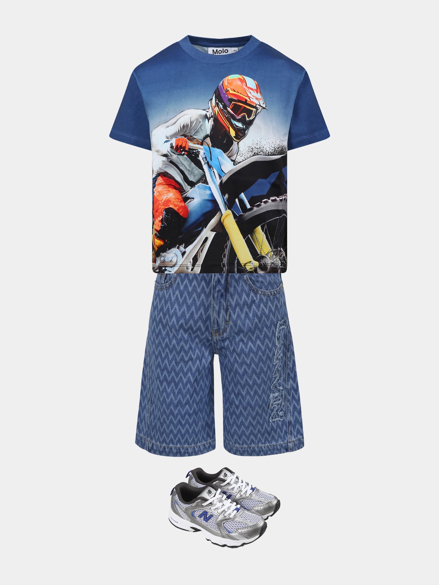 Blue sweatshirt for boy with motorcycle