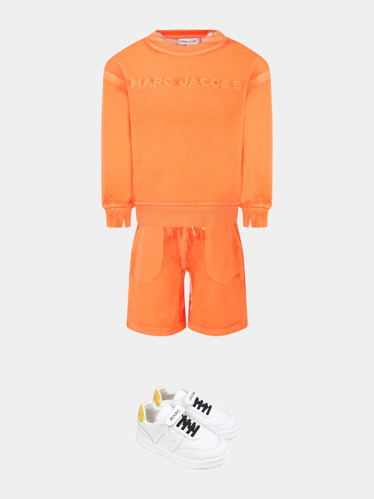 Orange trousers for kids with logo
