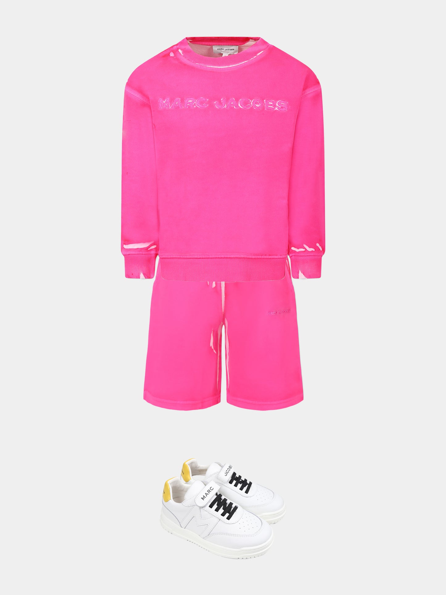 Fuchsia trousers for girl with logo