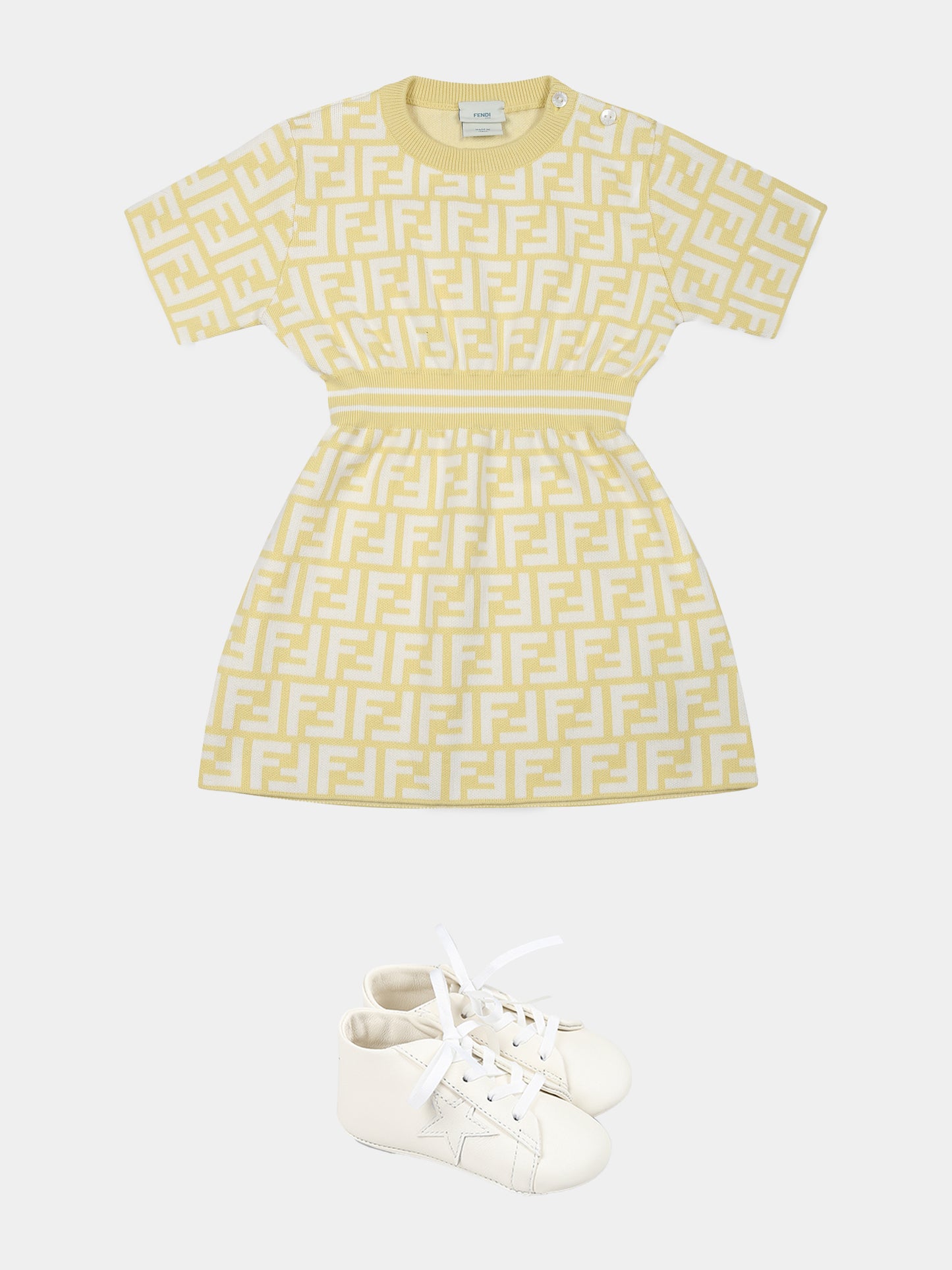 Yellow dress for baby girl with FF