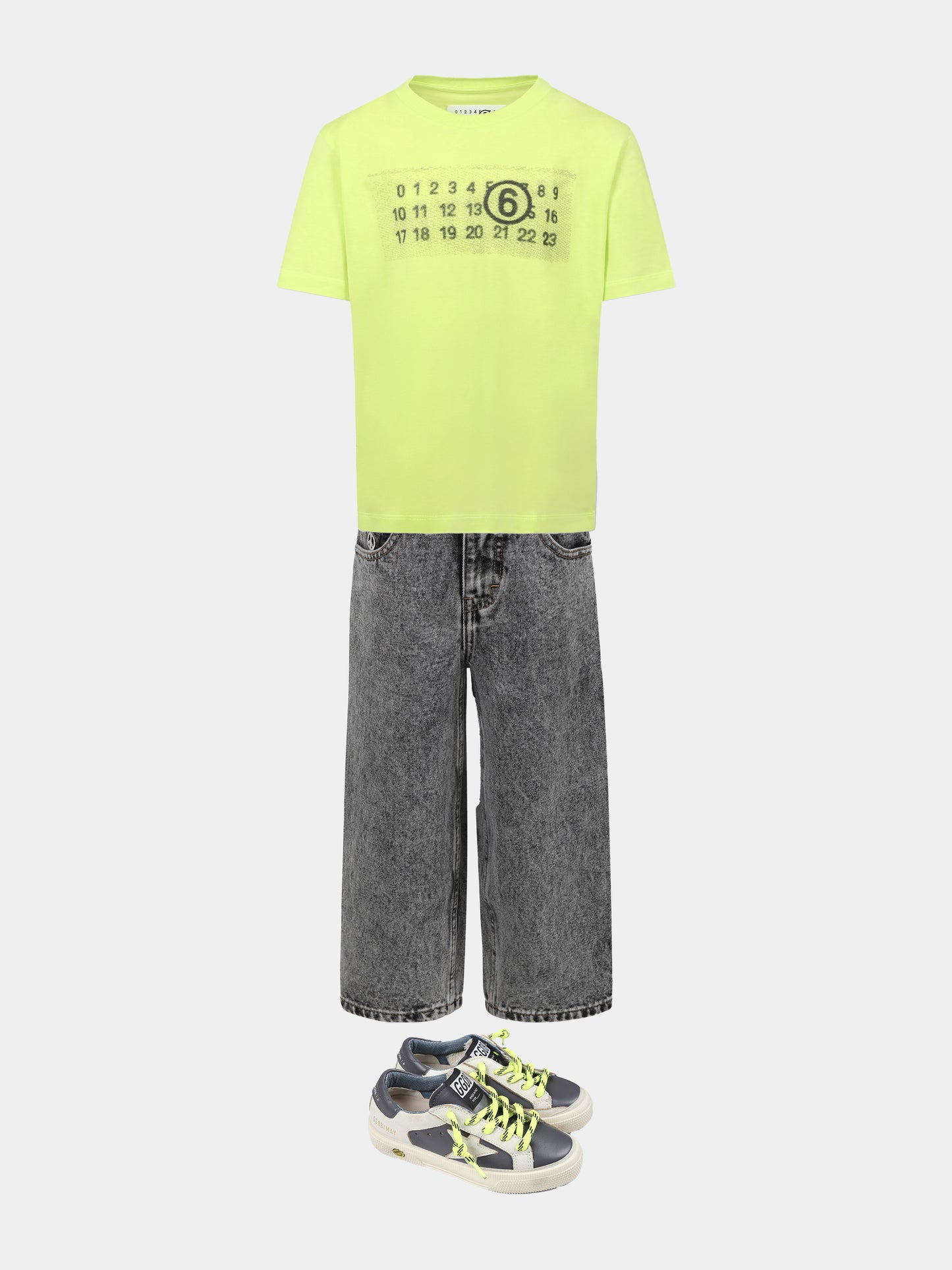 Grey jeans for kids with peace symbol