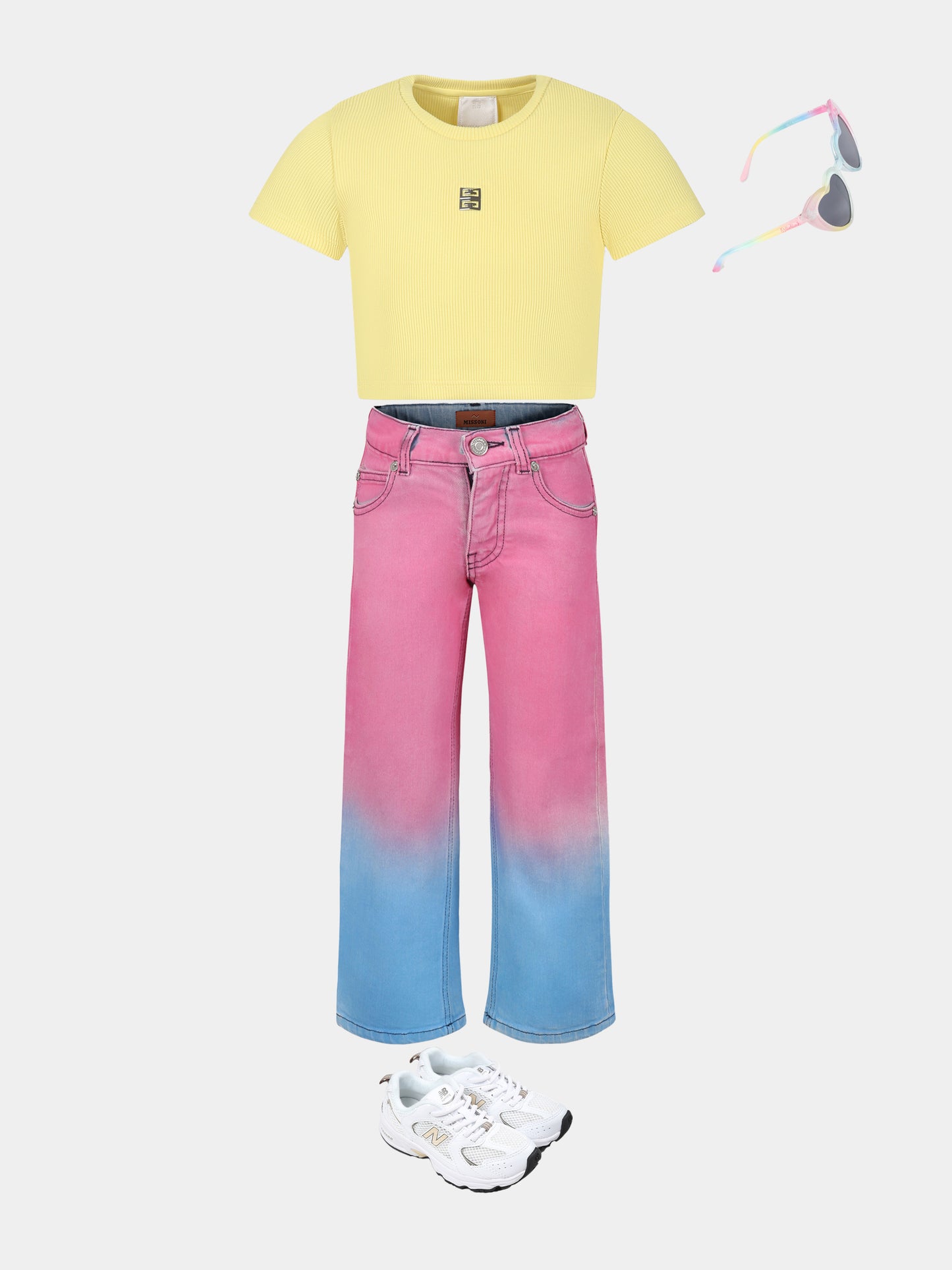 Multicolor jeans for girl with logo