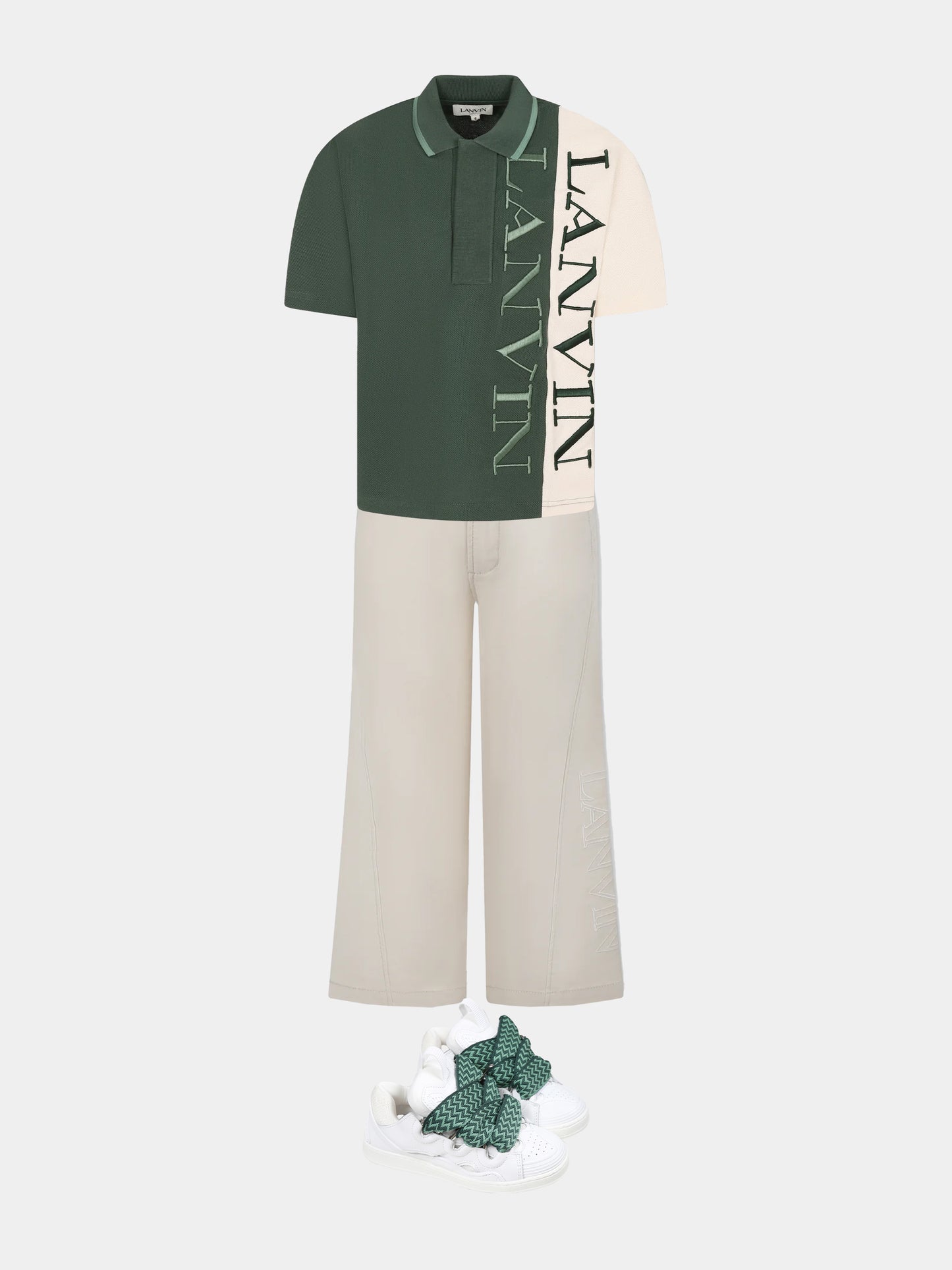 Ivory trousers for boy with logo