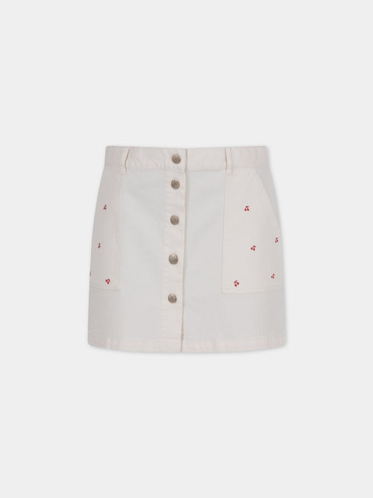 Gonna bianca per donna con iconiche ciligie,Bonpoint,E20EXIEY 102