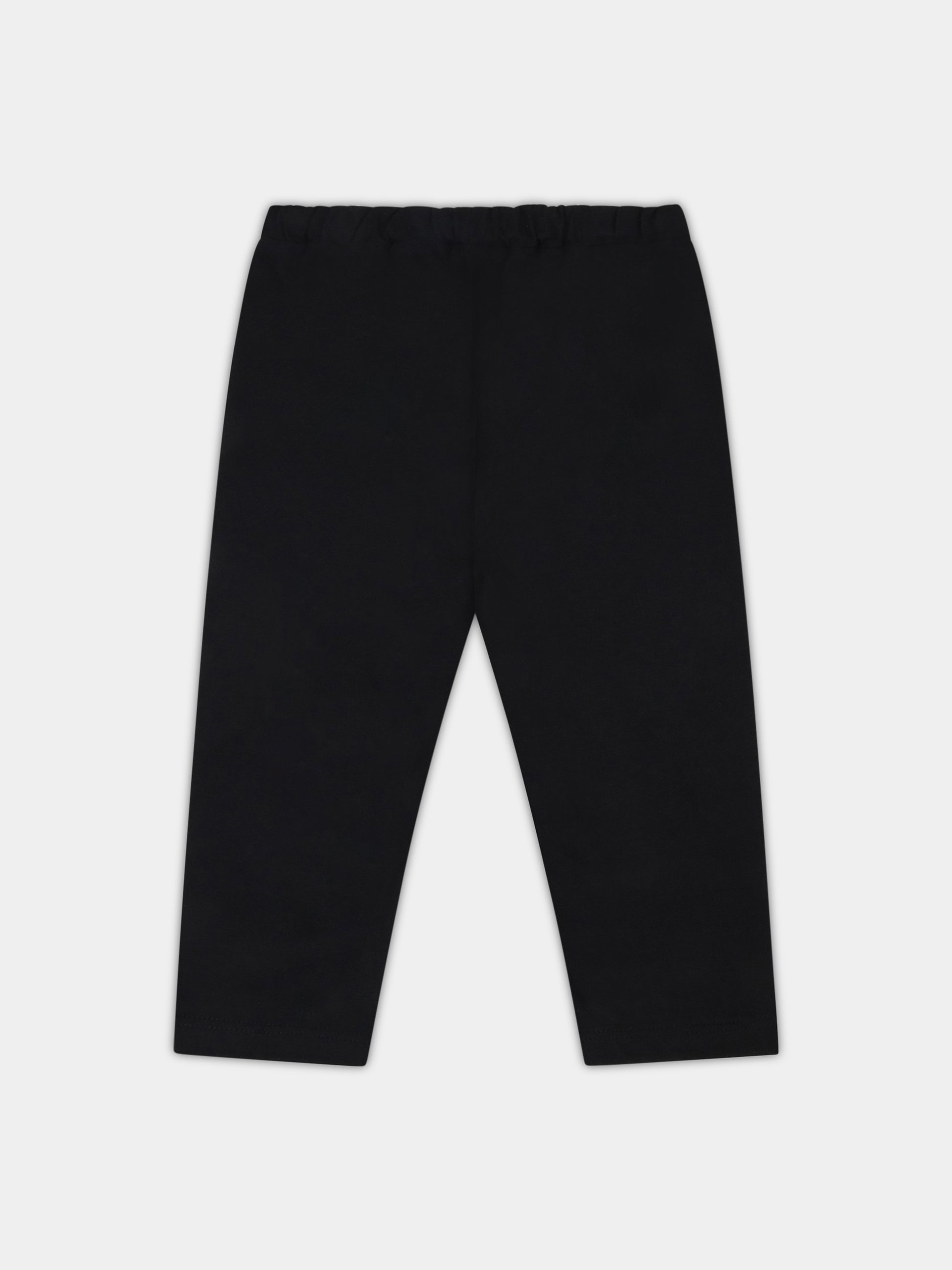 Leggings nero per neonata con logo dorato,Balmain Kids,6P6880 J0006 930OR