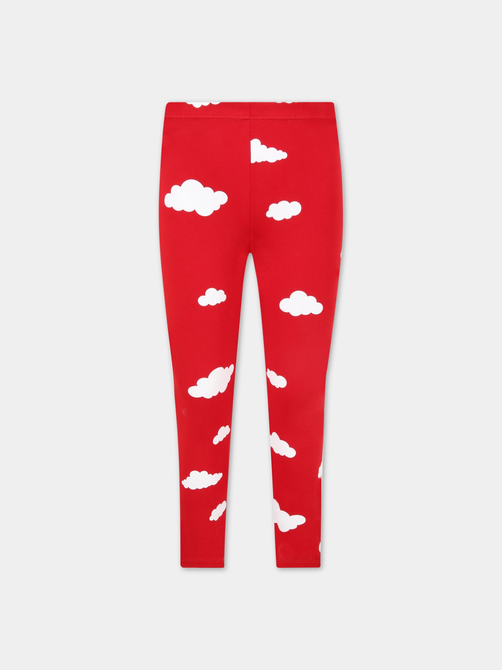 Leggings rosso per bambini con nuvole,Rainbow Clouds,029515 040