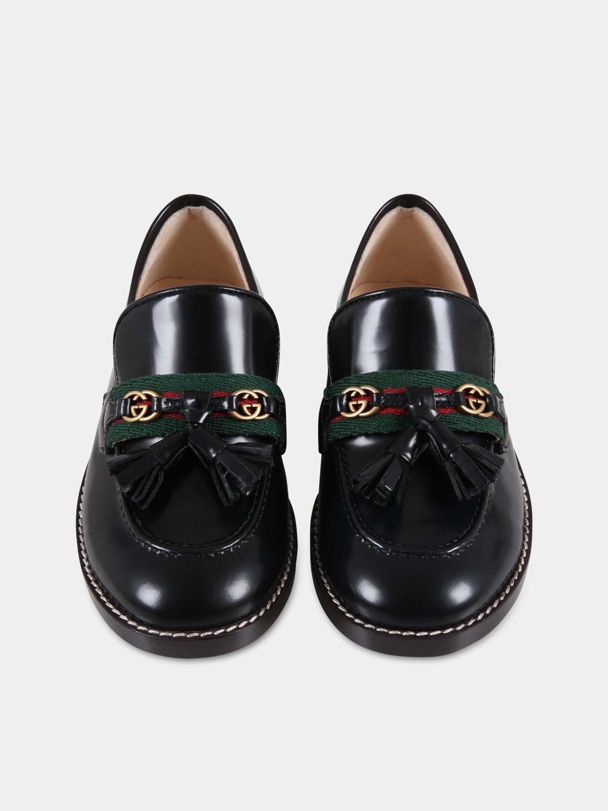 Mocassini neri per bambini con doppie GG,Gucci Kids,662190 1PKE0 1063