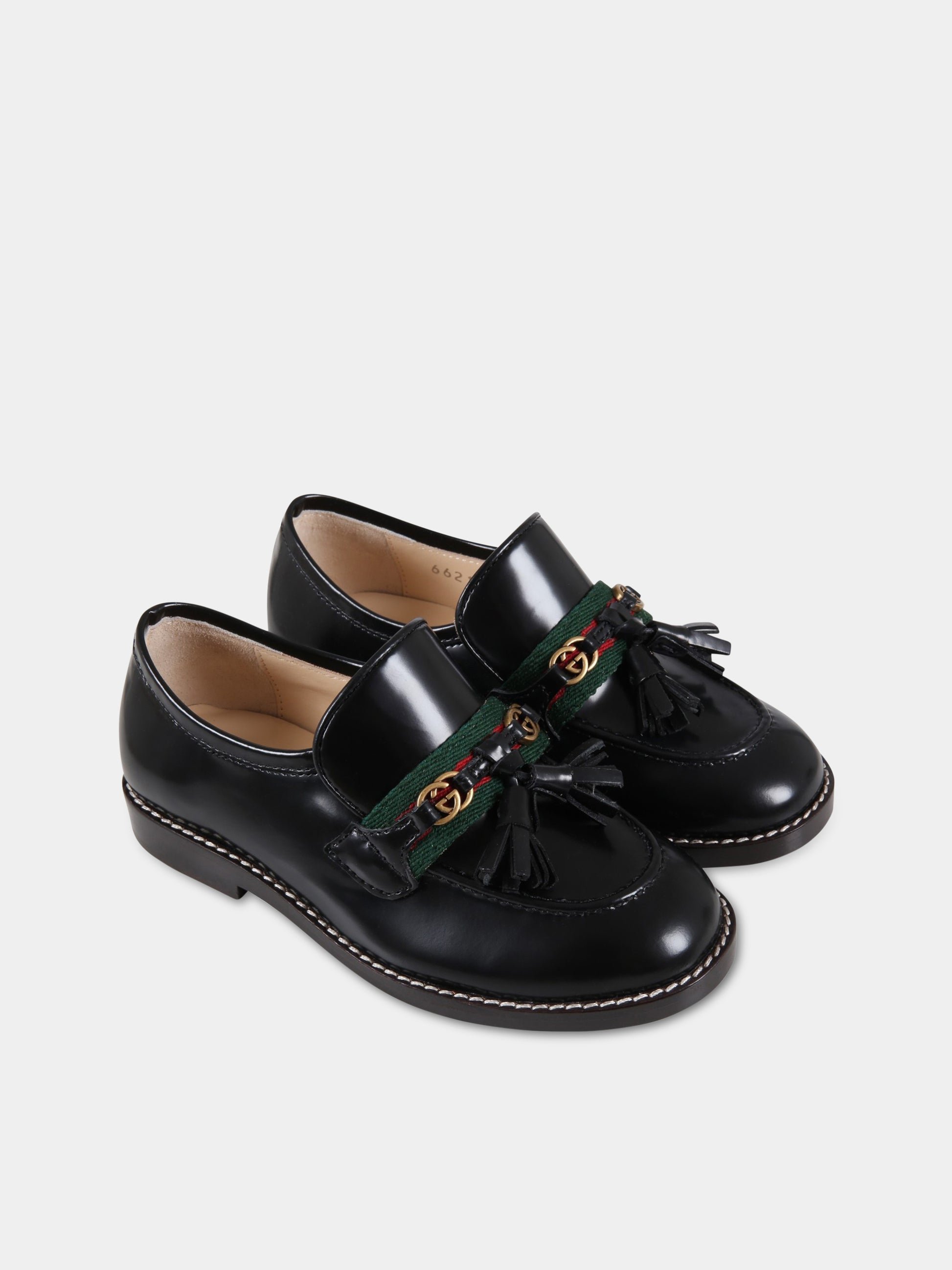 Mocassini neri per bambini con doppie GG,Gucci Kids,662190 1PKE0 1063