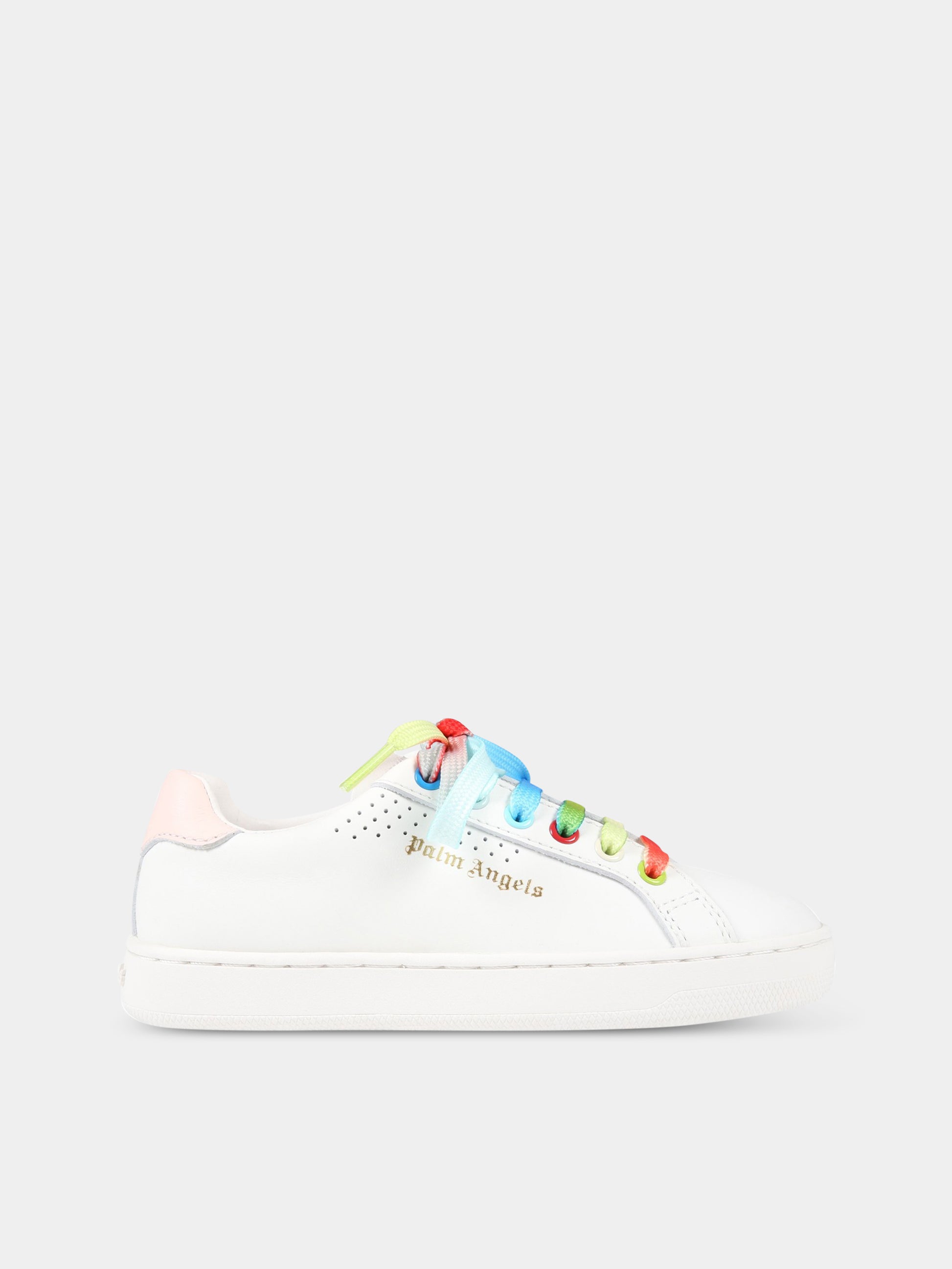 Sneakers bianche per bambina con logo,Palm Angels,PGIA002S22LEA002 0130