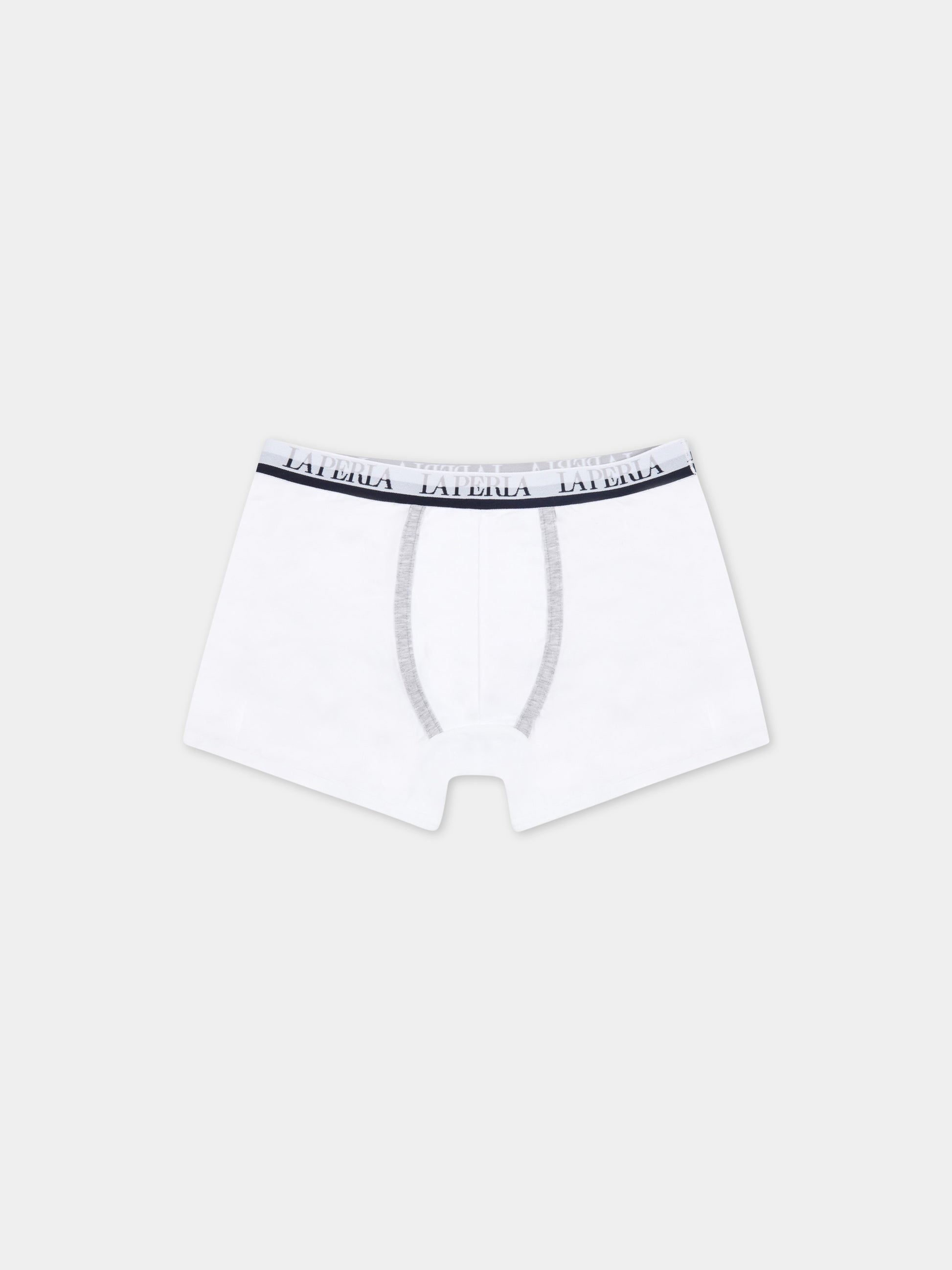 Boxer bianco per bambino con loghi,La Perla,54048 XO