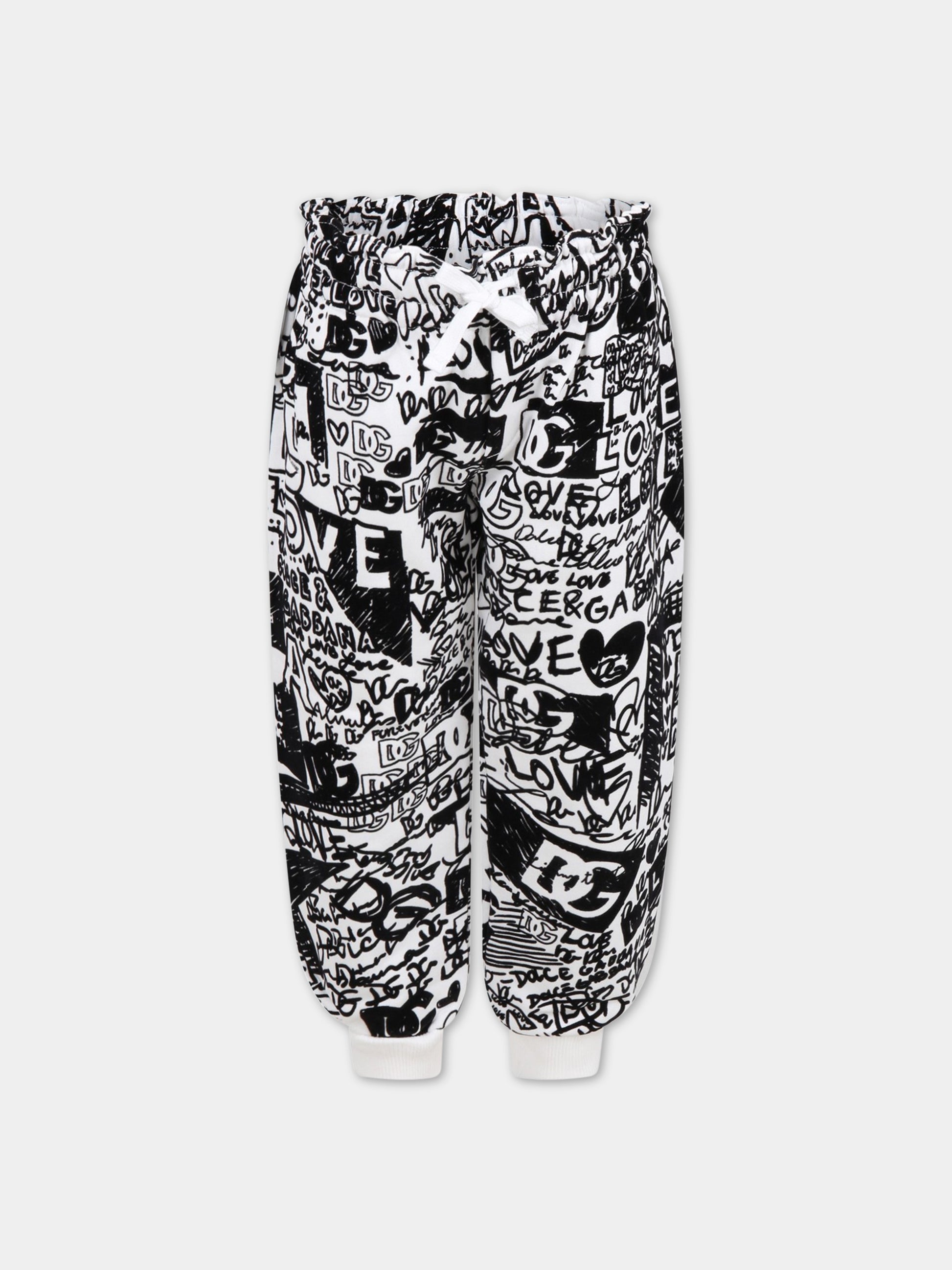 Pantalone bianco per bambini con loghi,Dolce & Gabbana Kids,L4JPGL G7F5Q HA4BQ