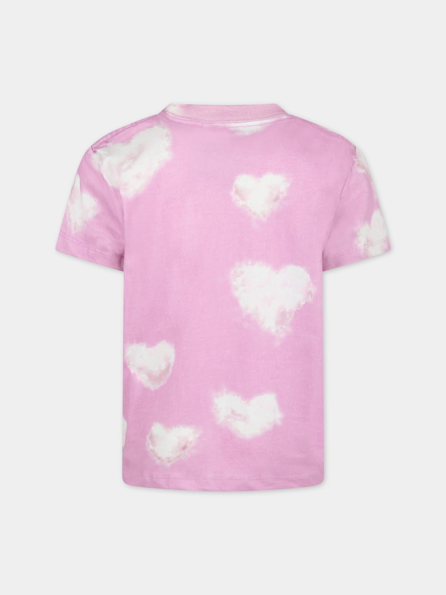 T-shirt rosa per bambini con iconiche nuvole bianche,Rainbow Clouds,ROXO 6705