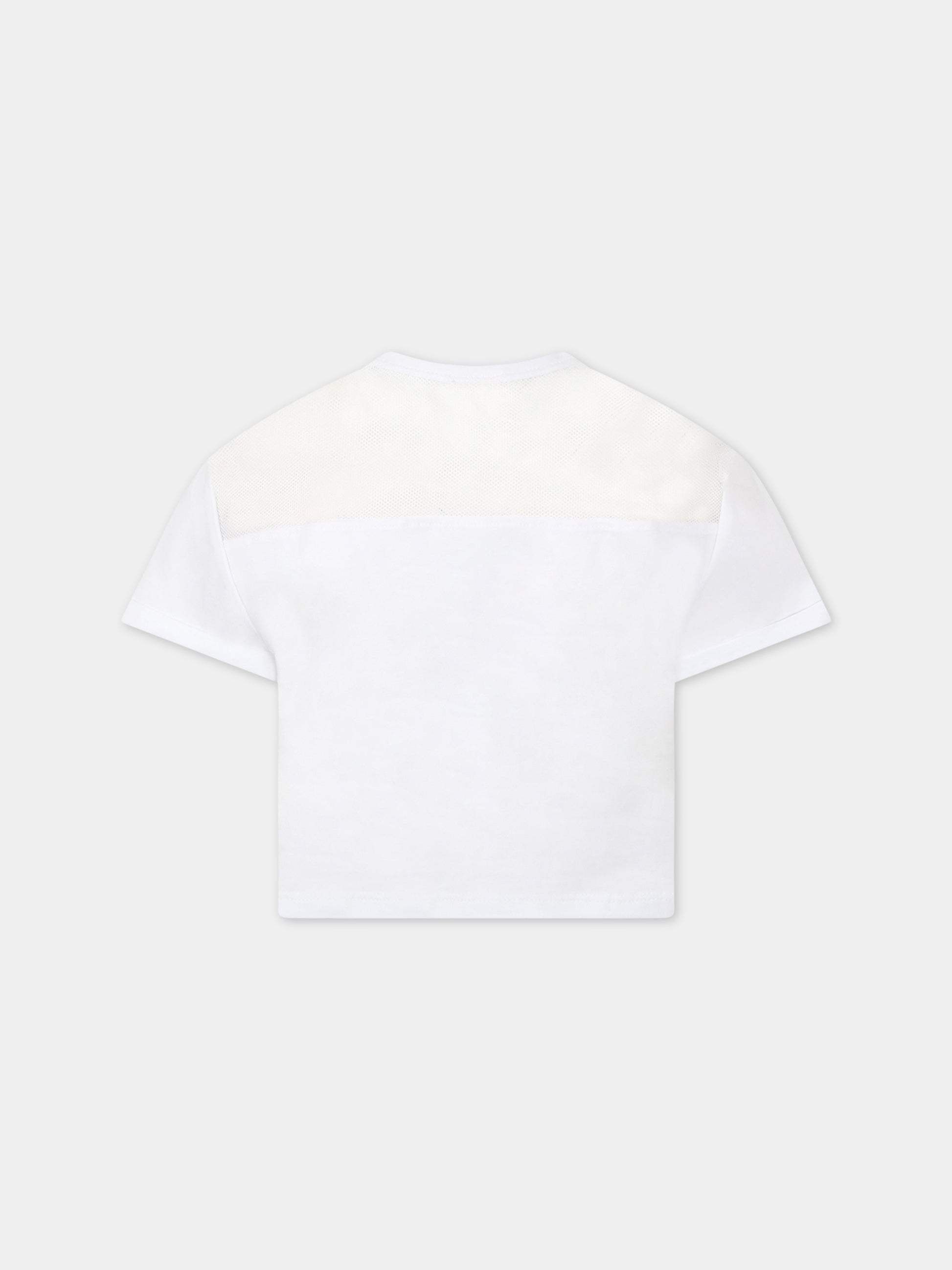 T-shirt bianca per bambina con logo multicolor,Dimensione Danza,029705 001