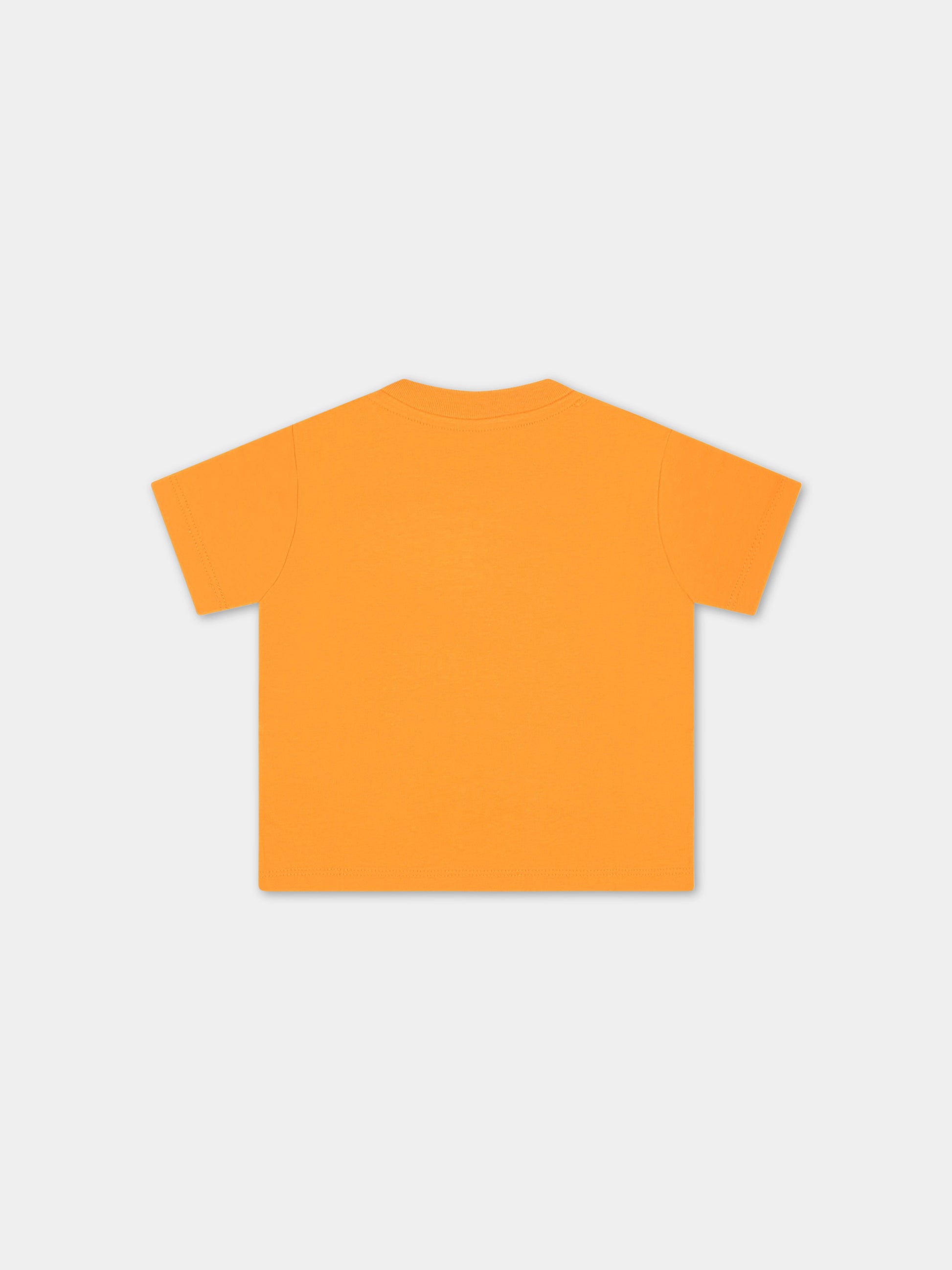 T-shirt arancione per neonato con pony verde ricamato,Ralph Lauren Kids,832904085