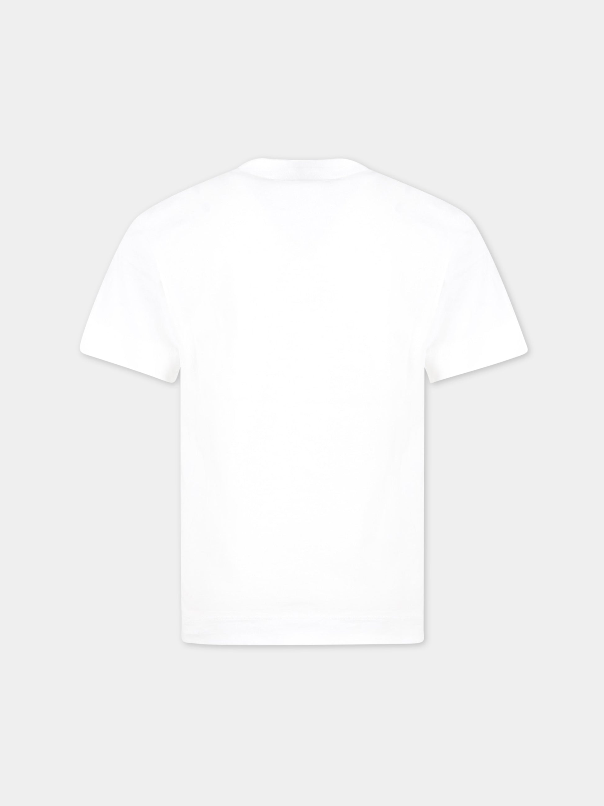 T-shirt bianca per bambini con logo nero,Marni Kids,M00791 M00L9 0M100