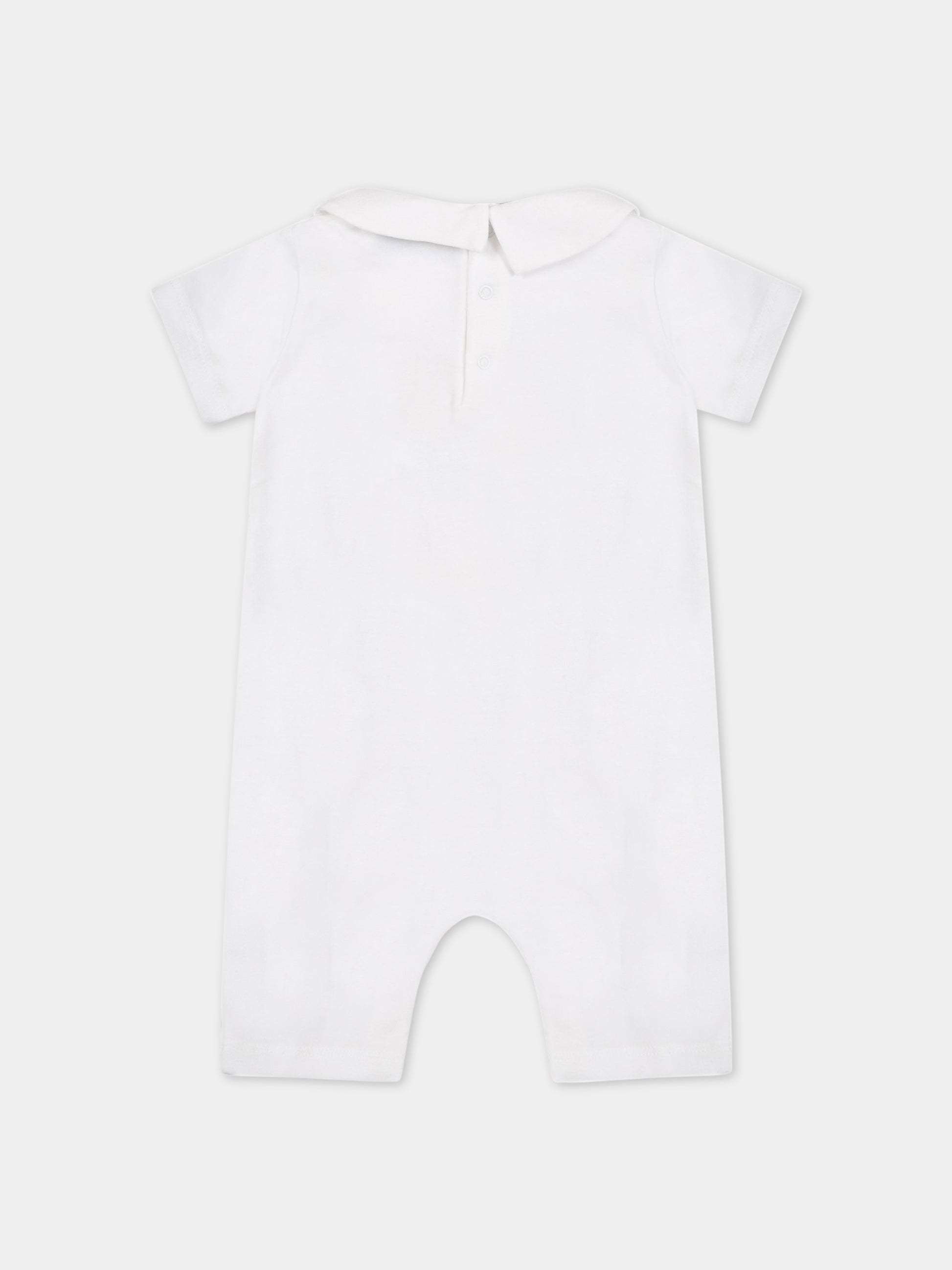 Pagliaccetto bianco per neonati con Teddy Bear e logo nero,Moschino Kids,MUY058 LBA10 10101