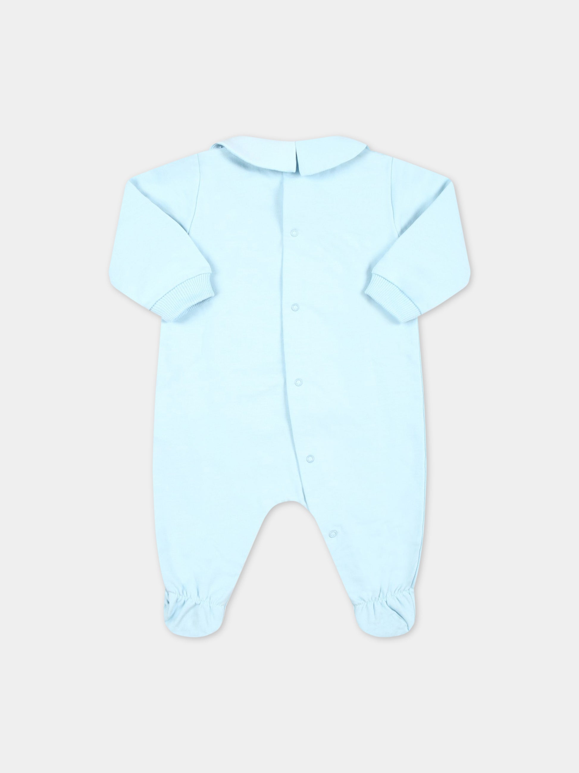 Tutina celeste per neonato con Teddy Bear e logo nero,Moschino Kids,MTY037 LDA00 40304