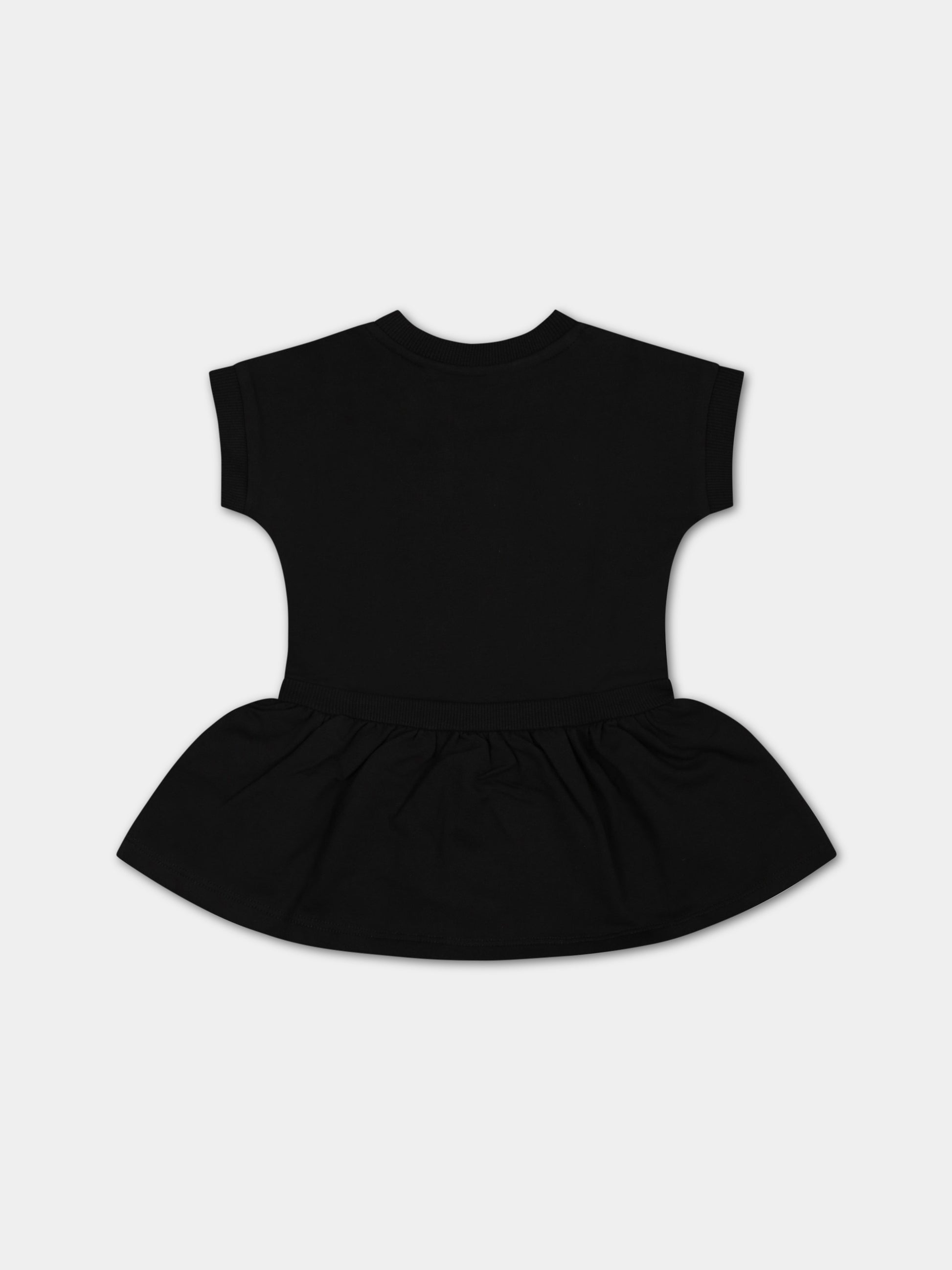 Vestito nero per neonata con Teddy Bear e logo,Moschino Kids,MAV09I LDA00 60100