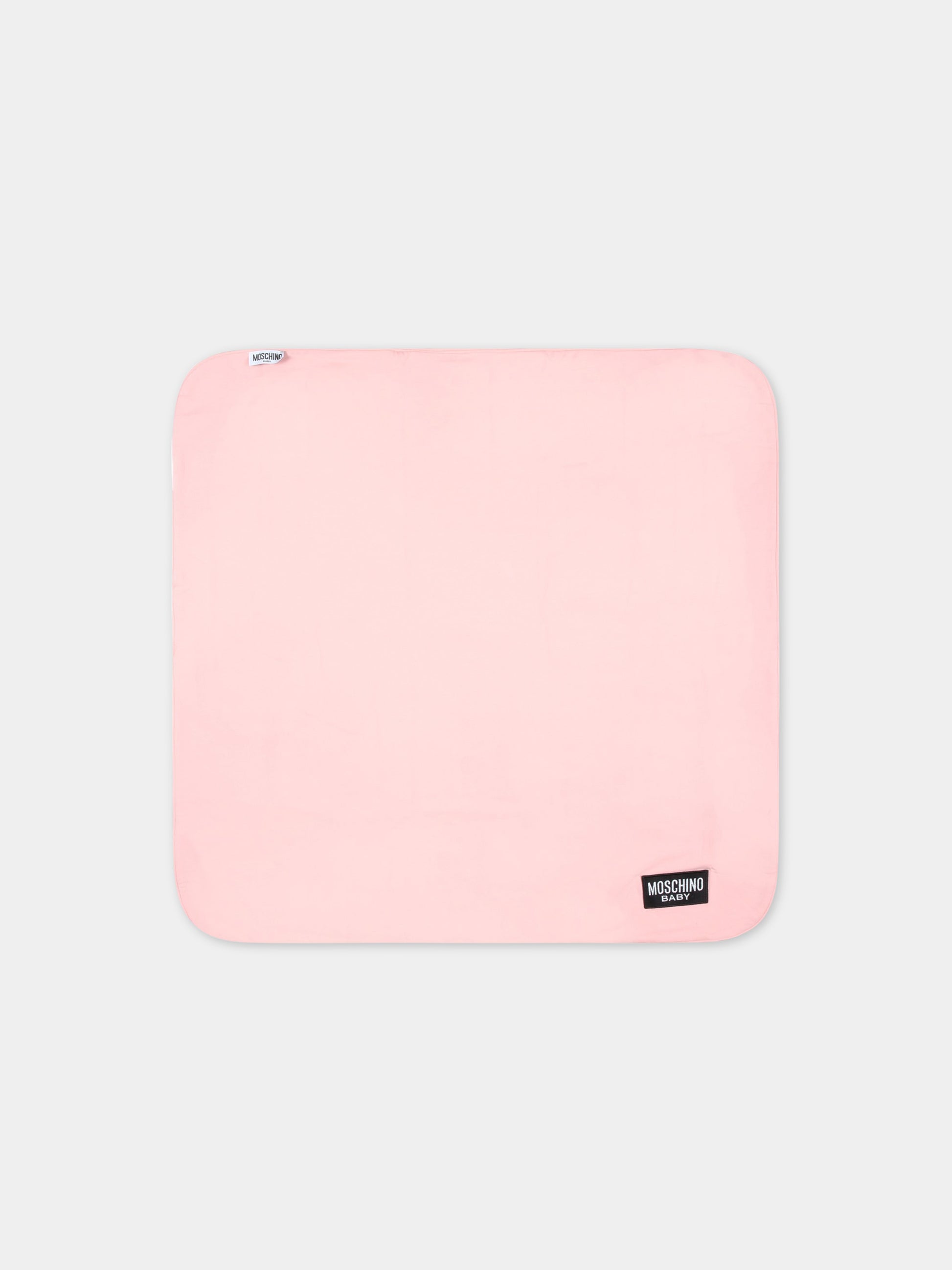 Coperta rosa per neonata con Teddy Bear e logo,Moschino Kids,MZB005 LDA00 50209