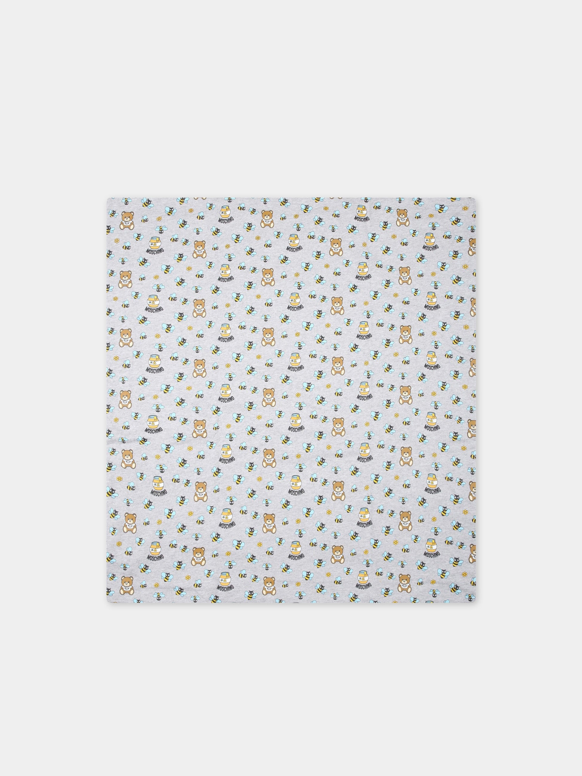 Coperta bianca per neonato con Teddy Bear e api,Moschino Kids,MUB00C LCB33 84481
