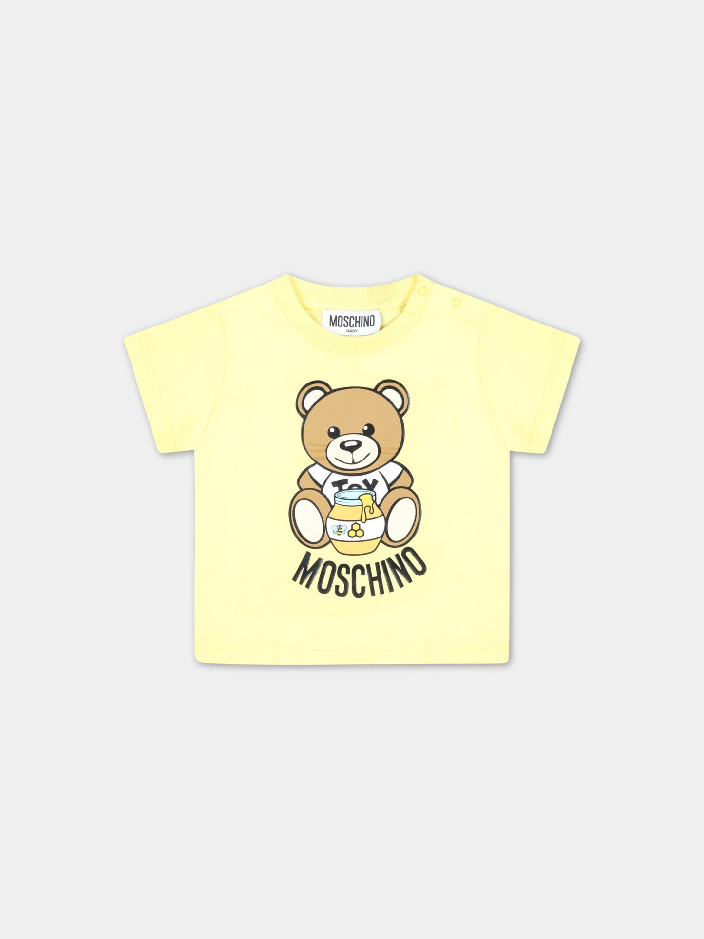 T-shirt gialla per neonati con Teddy Bear con miele,Moschino Kids,MQM032 LAA03 50230
