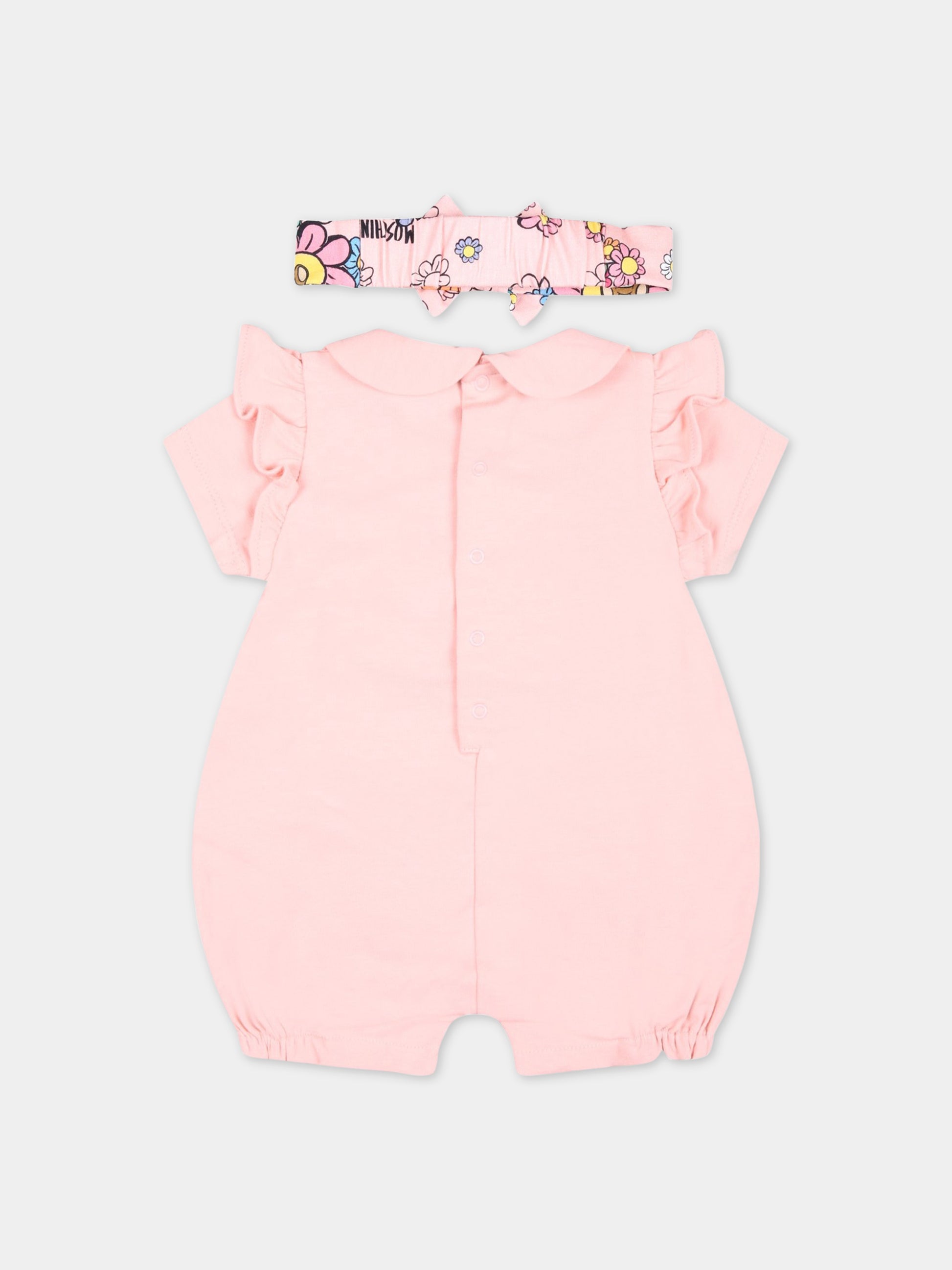 Set rosa per neonata con Teddy Bear e fiore,Moschino Kids,MDY00Y LBA08 50209