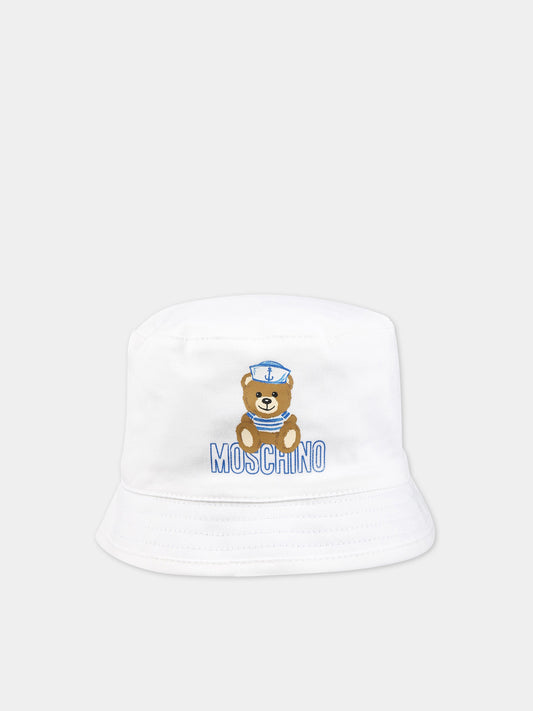 Cloche bianca per neonato con Teddy Bear,Moschino Kids,MUX04A LPC04 10101