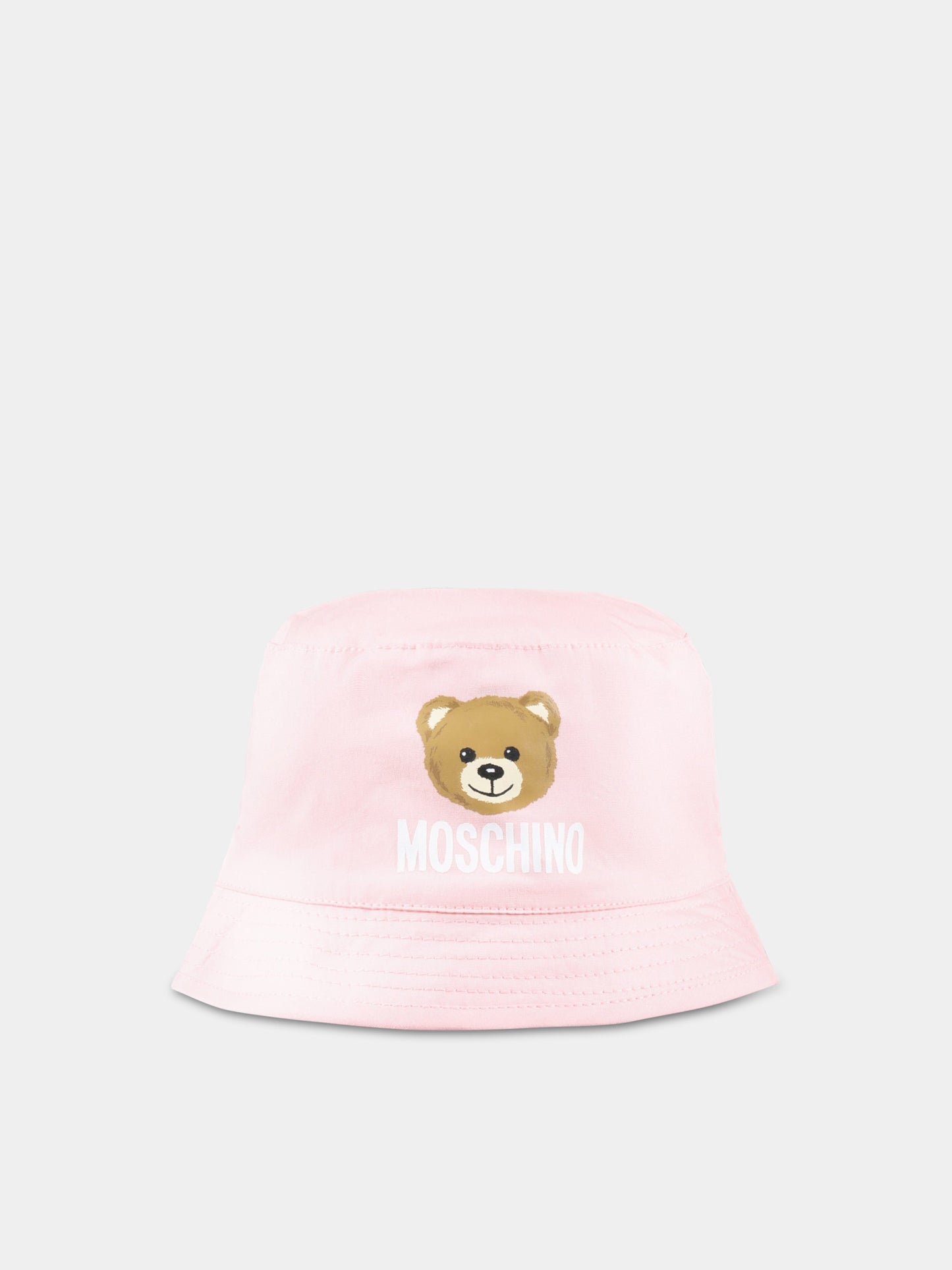 Cloche rosa per neonata con Teddy Bear e logo,Moschino Kids,MMX04A LMA01 50209