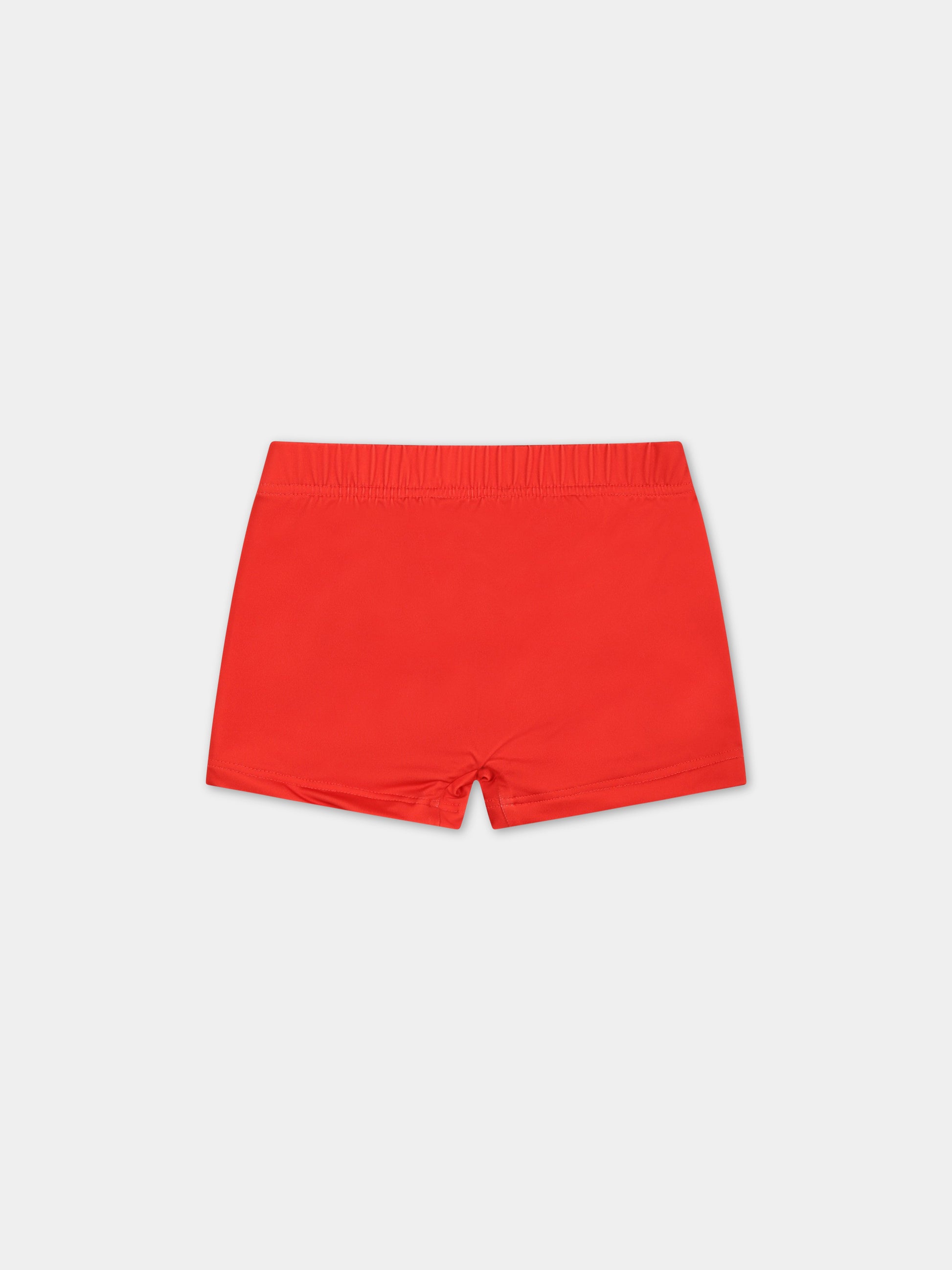 Boxer-mare rossi per neonato con Teddy bear e logo,Moschino Kids,MSL006 LKA00 50109